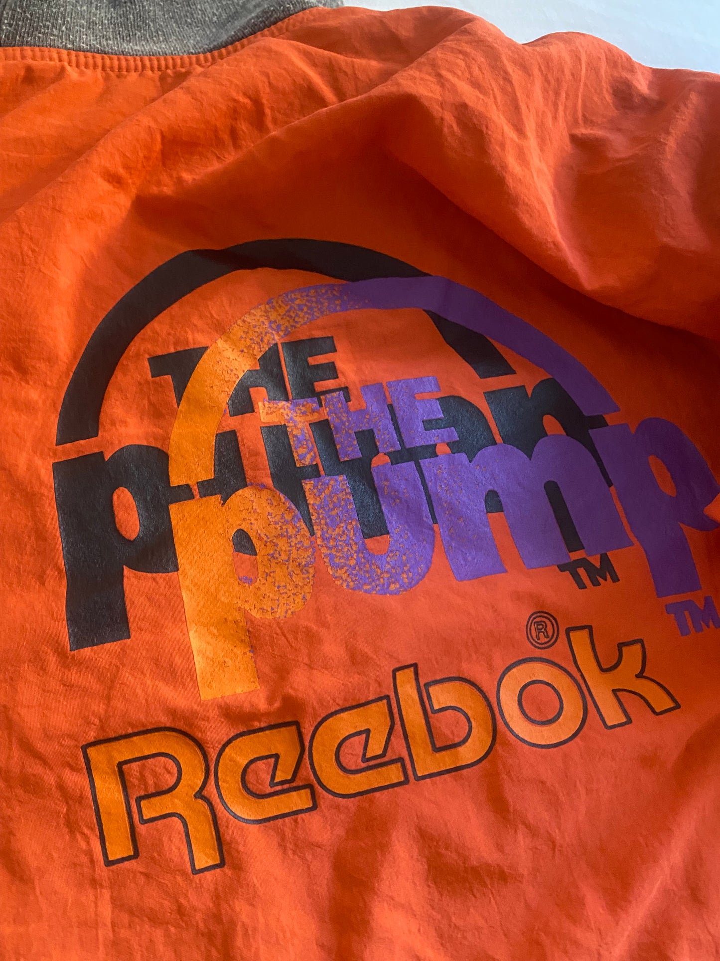 Hanorac Vintage Reebok The Pump – Tech Hoodie Orange & Black, Dublu Strat