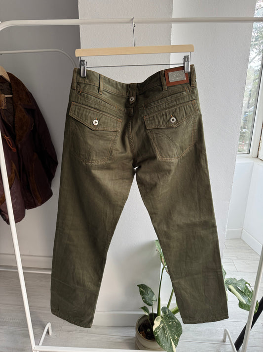 🫒 Y2K Dolce & Gabbana Olive Green Jeans – Straight Fit – US 34 – Made in Italy
