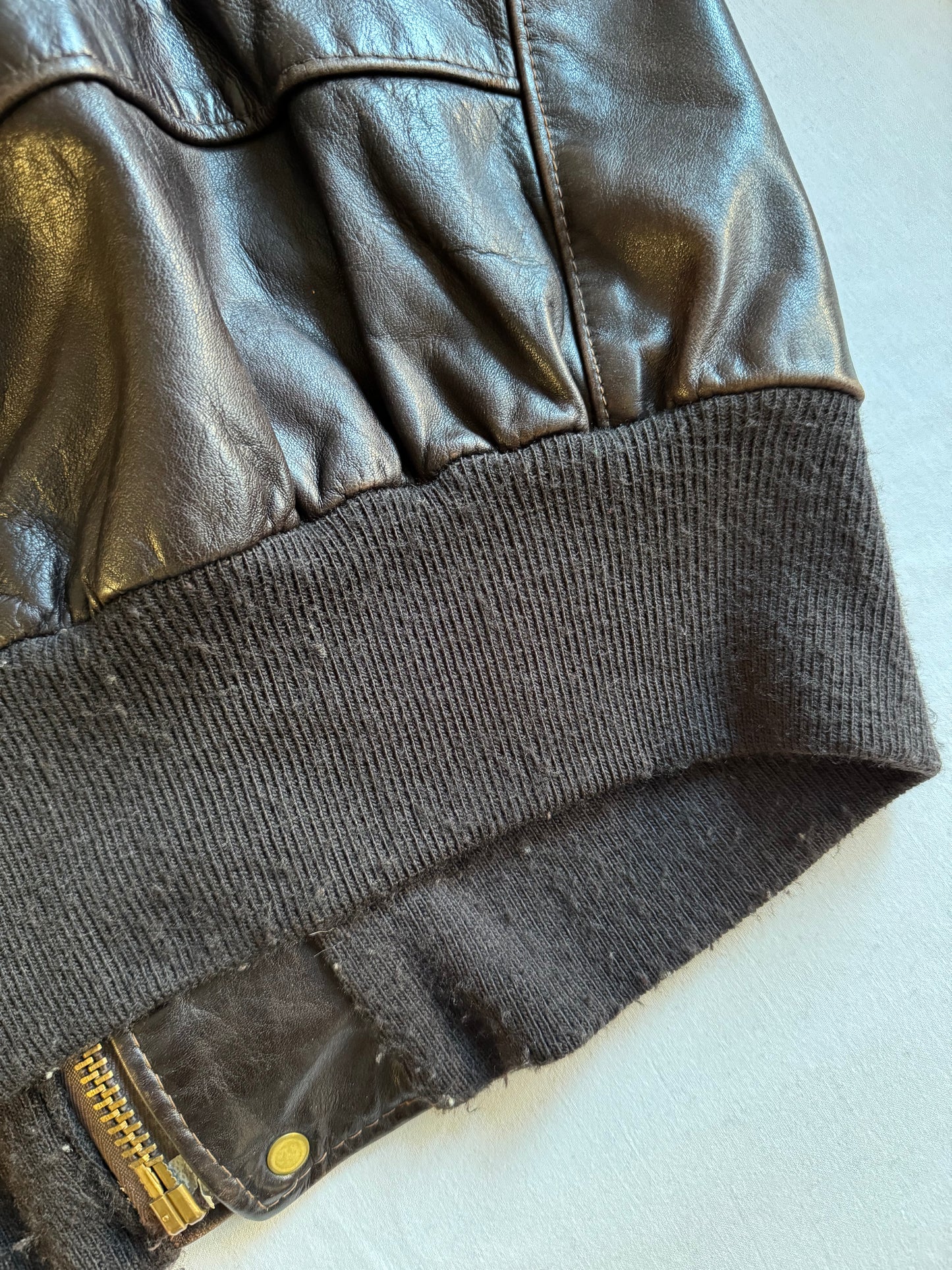 ✈️ Geacă de piele Schott NYC 184SM A-2 maro, bărbați L – piele de vacă autentică, Made in USA 🇺🇸