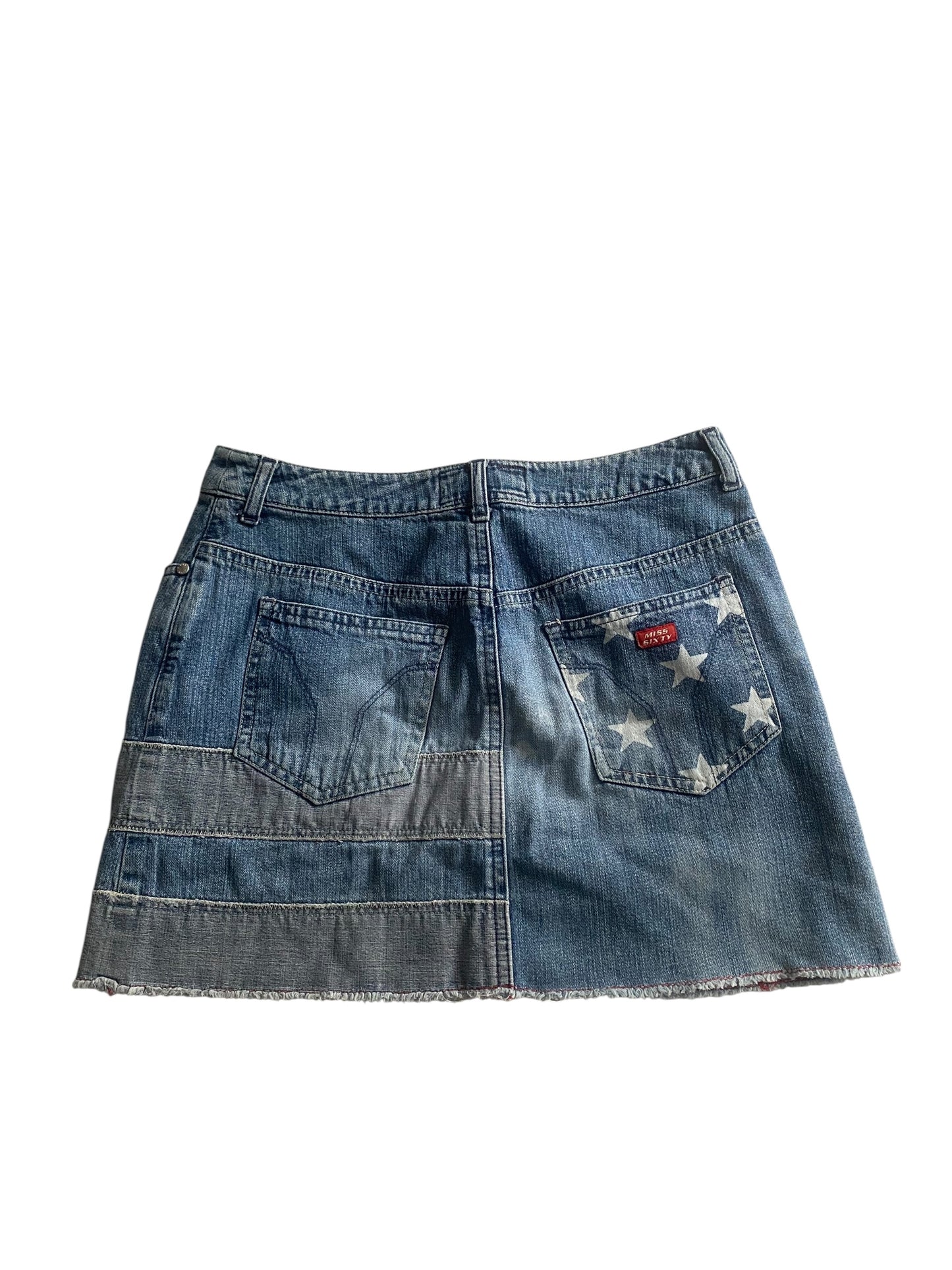 fustă mini miss sixty y2k din denim albastru, vedere frontală