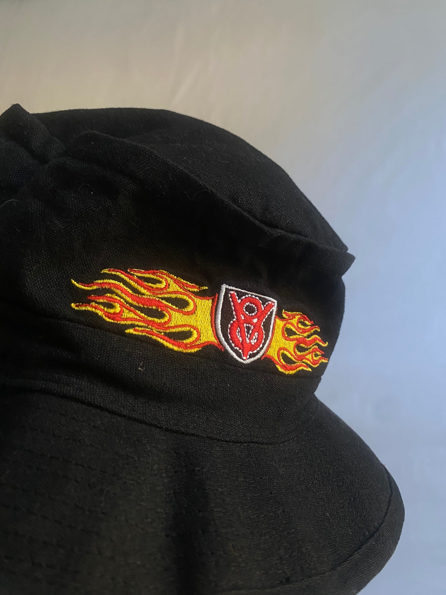 Y2K Embroidered Flames Bucket Hat