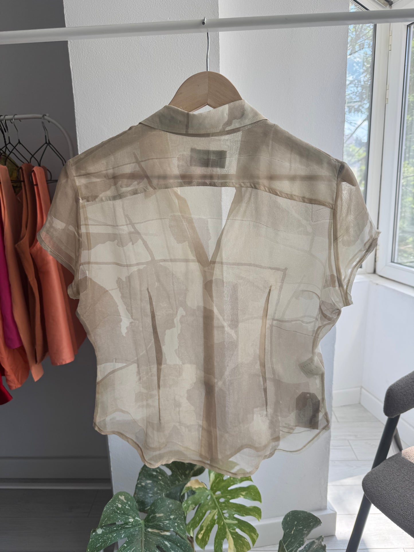 ☀️ Cămașă Mătase Printed Y2K | Made in Italy – L Damă (EU 40)