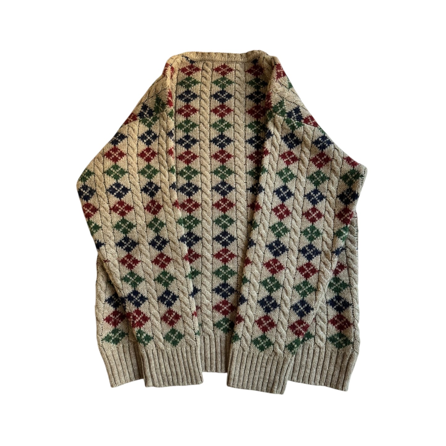 🧶 Pulover vintage cu model – lână, alpaca și mohair – mărimea M