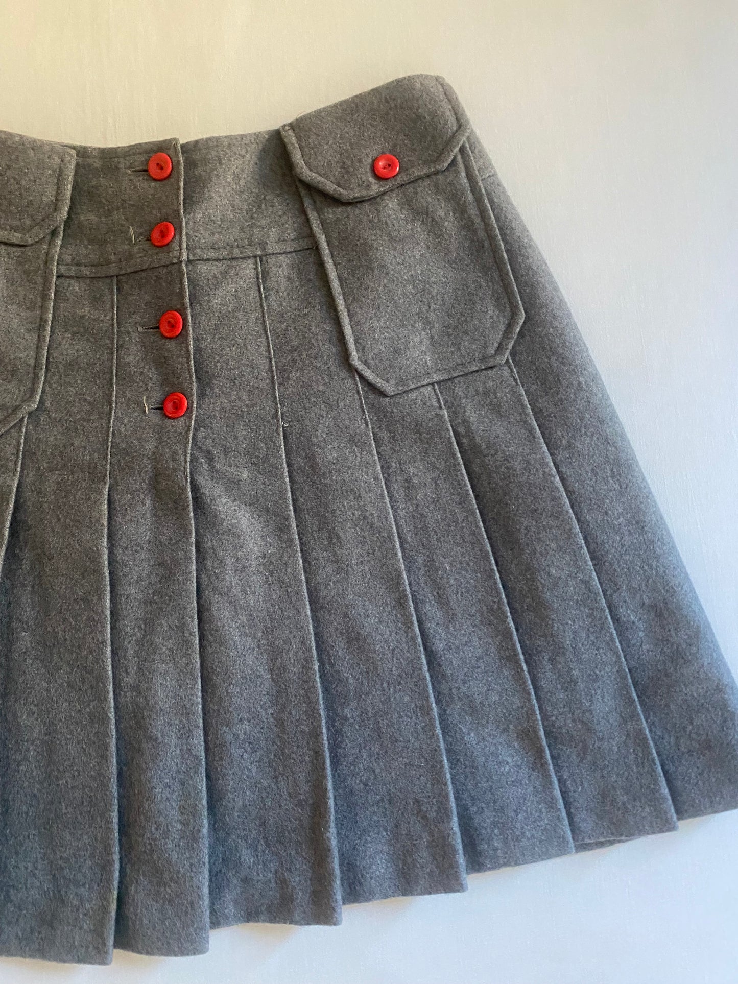 Fustă Vintage Plisată – 100% Lână - Talie 37 cm