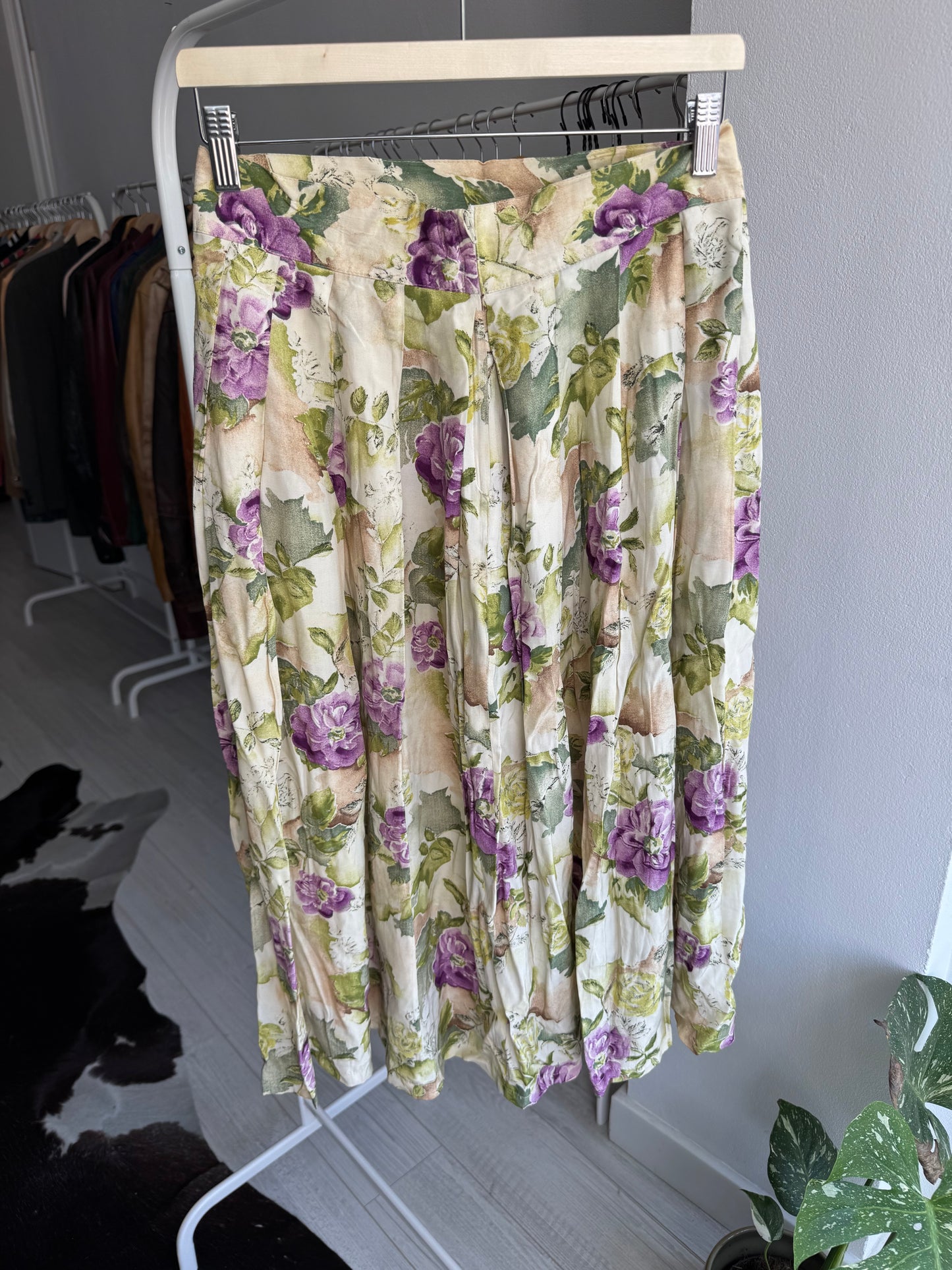 ☀️ Fustă Vintage Floral cu Print – Approx. M Damă