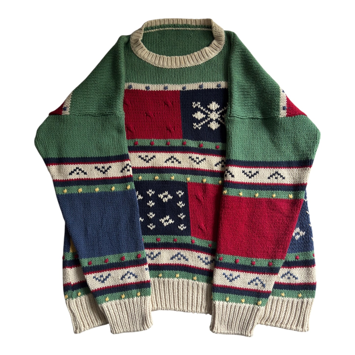 🧶 Vintage Patterned Jumper – 100% Cotton – Made in Portugal – Men’s M