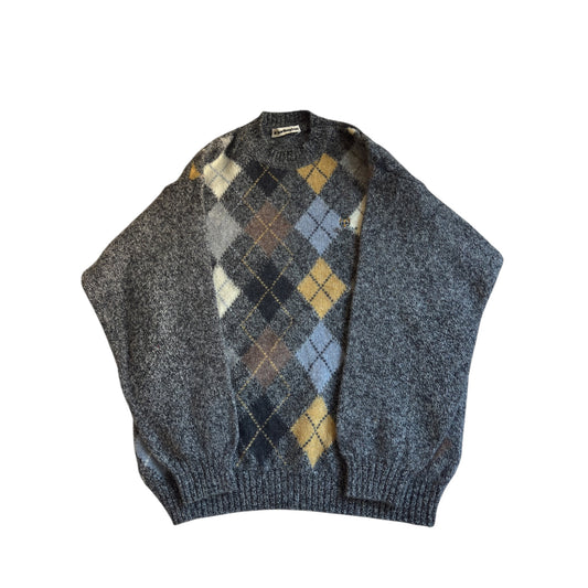 🧶 Pulover vintage Burlington cu model argyle – mărimea L (Made in Italy)