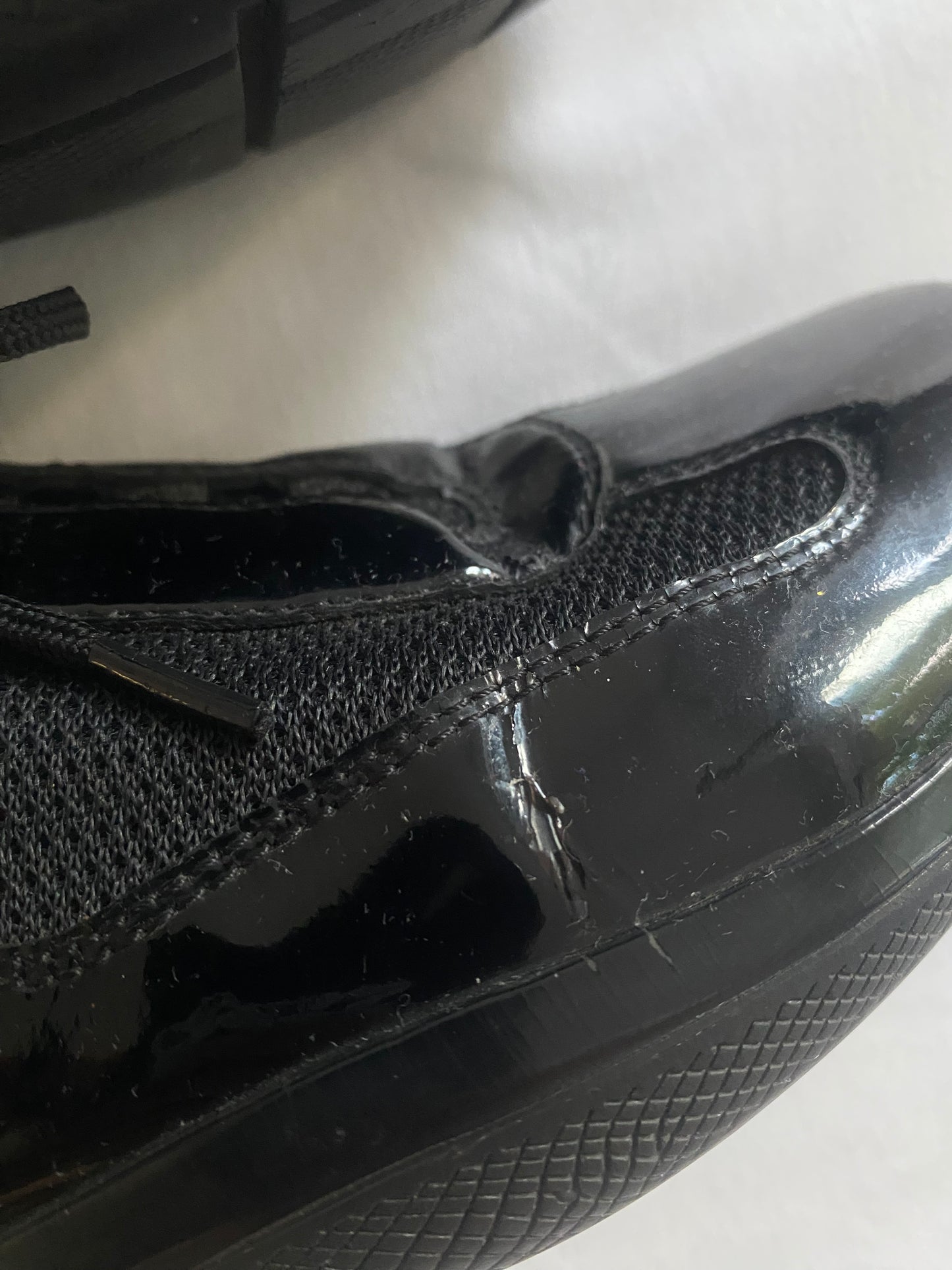 ⛵️ Sneakers Vintage Prada – America’s Cup – Piele Lăcuită Neagră – Mărime 37