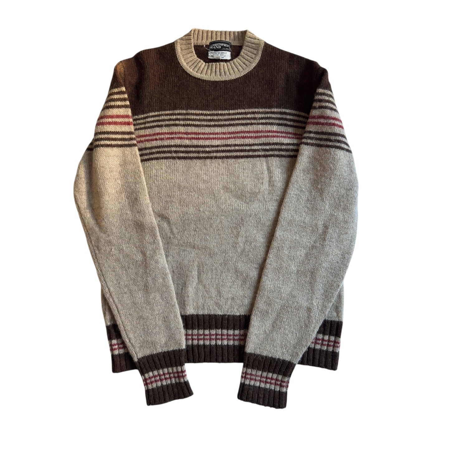 🧶 Pulover vintage 70’s cu dungi – mărimea L (Made in Hong Kong)