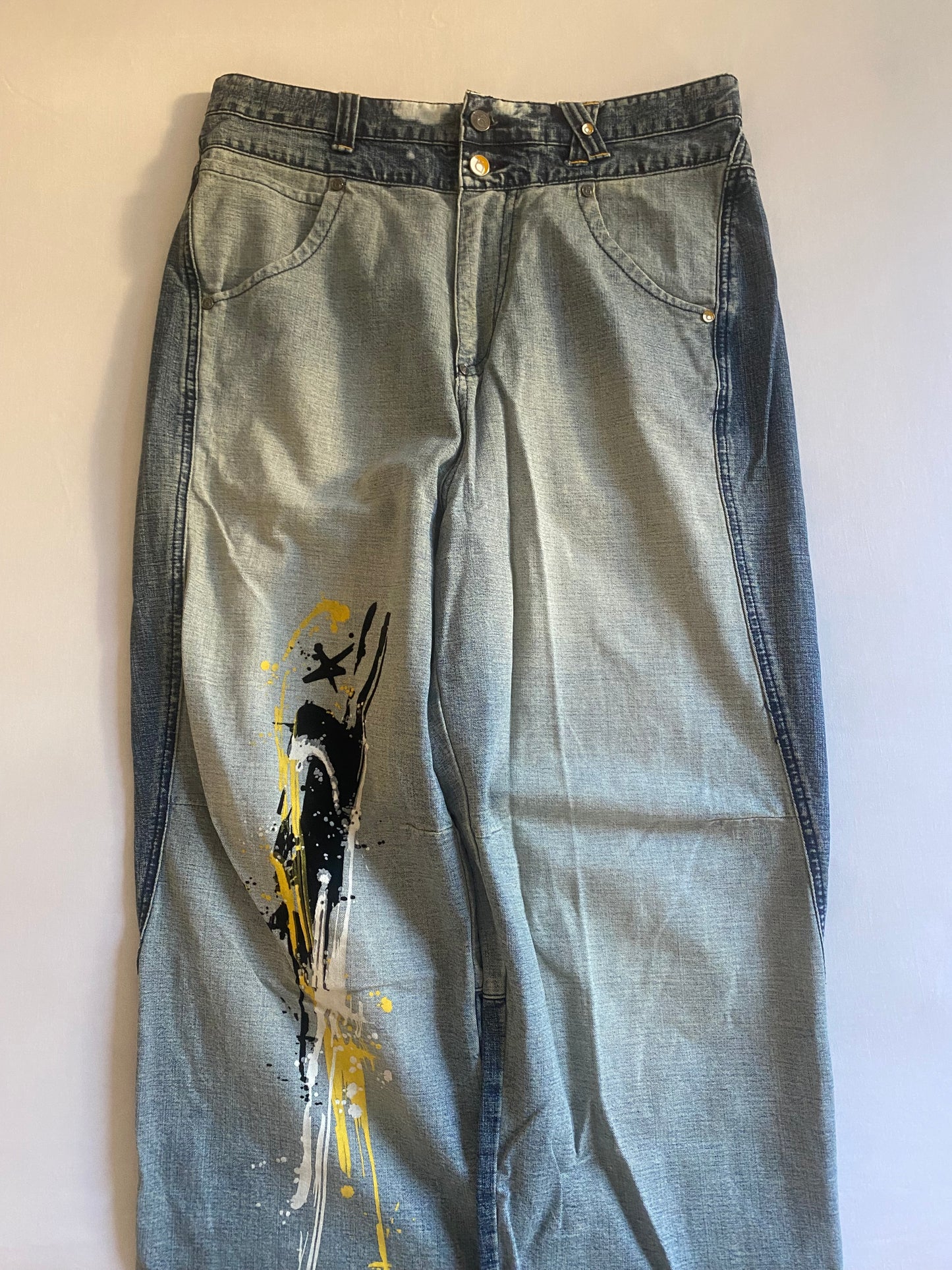 📻 Jeanși Y2K Two Angle – Baggy – Printed & Embroidered – XL