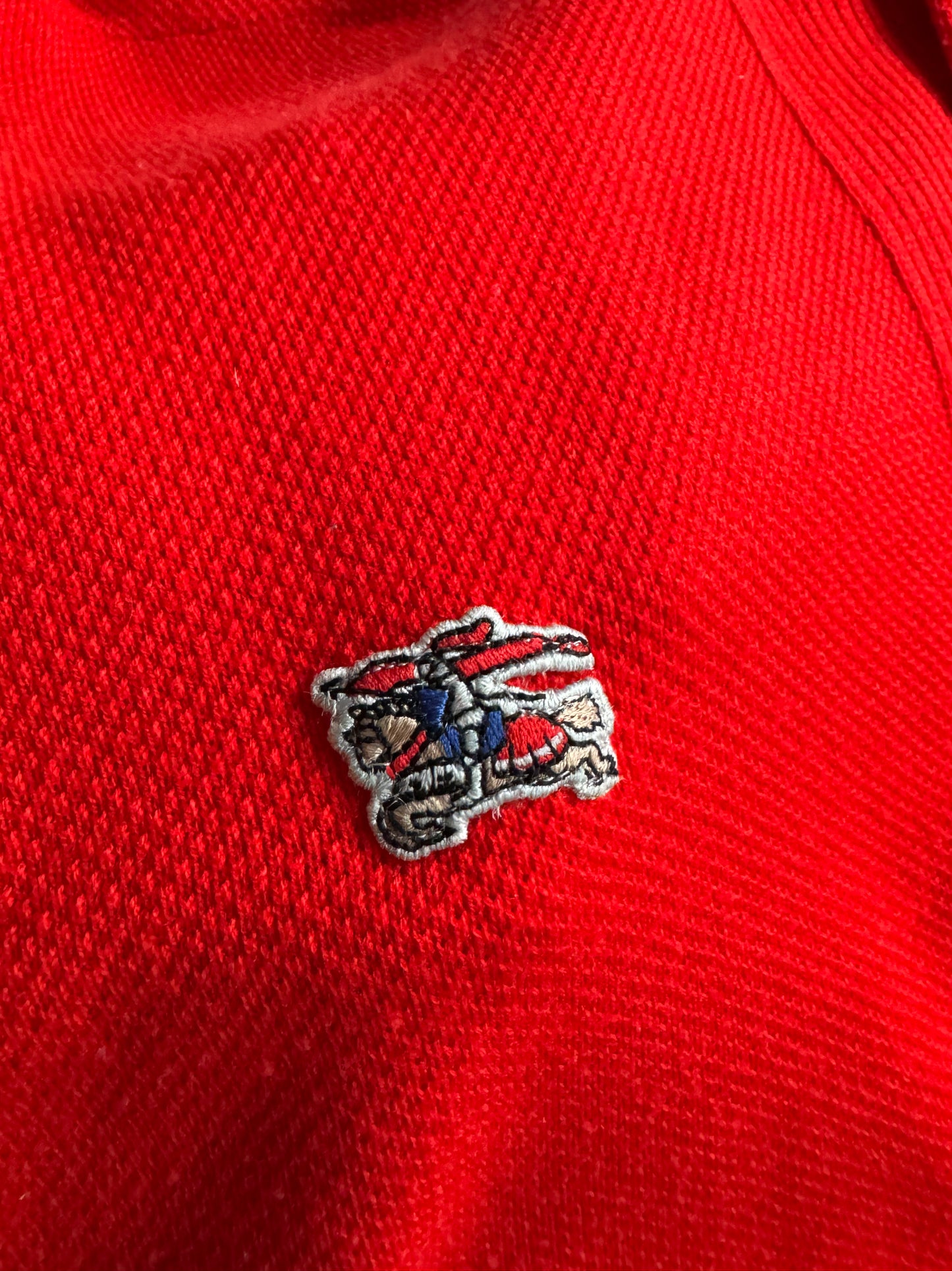 🍒 Cardigan Vintage Burberry Roșu – Mărimea L