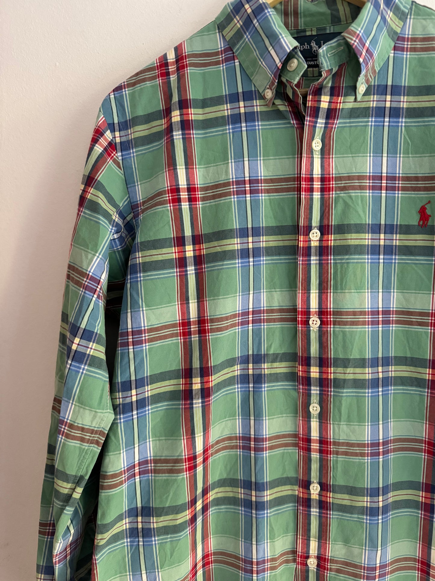 🐴 👔 Cămașă Ralph Lauren în carouri verde, albastru și roșu – Mărimea M