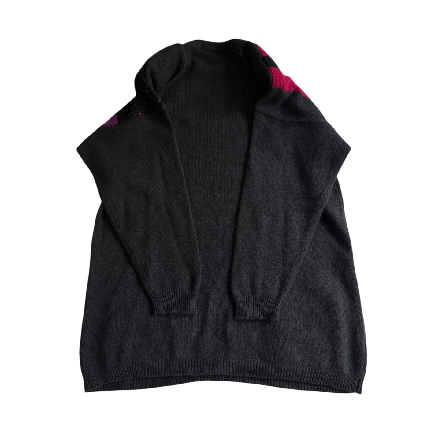 🌌 🧶 Pulover Lung Vintage cu Umeri Structurați – Print Abstract – Mărime M/L