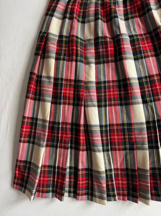 🏴 Fustă Vintage Tartan din Lână Virgină – aprox. S / M (Ajustabilă)