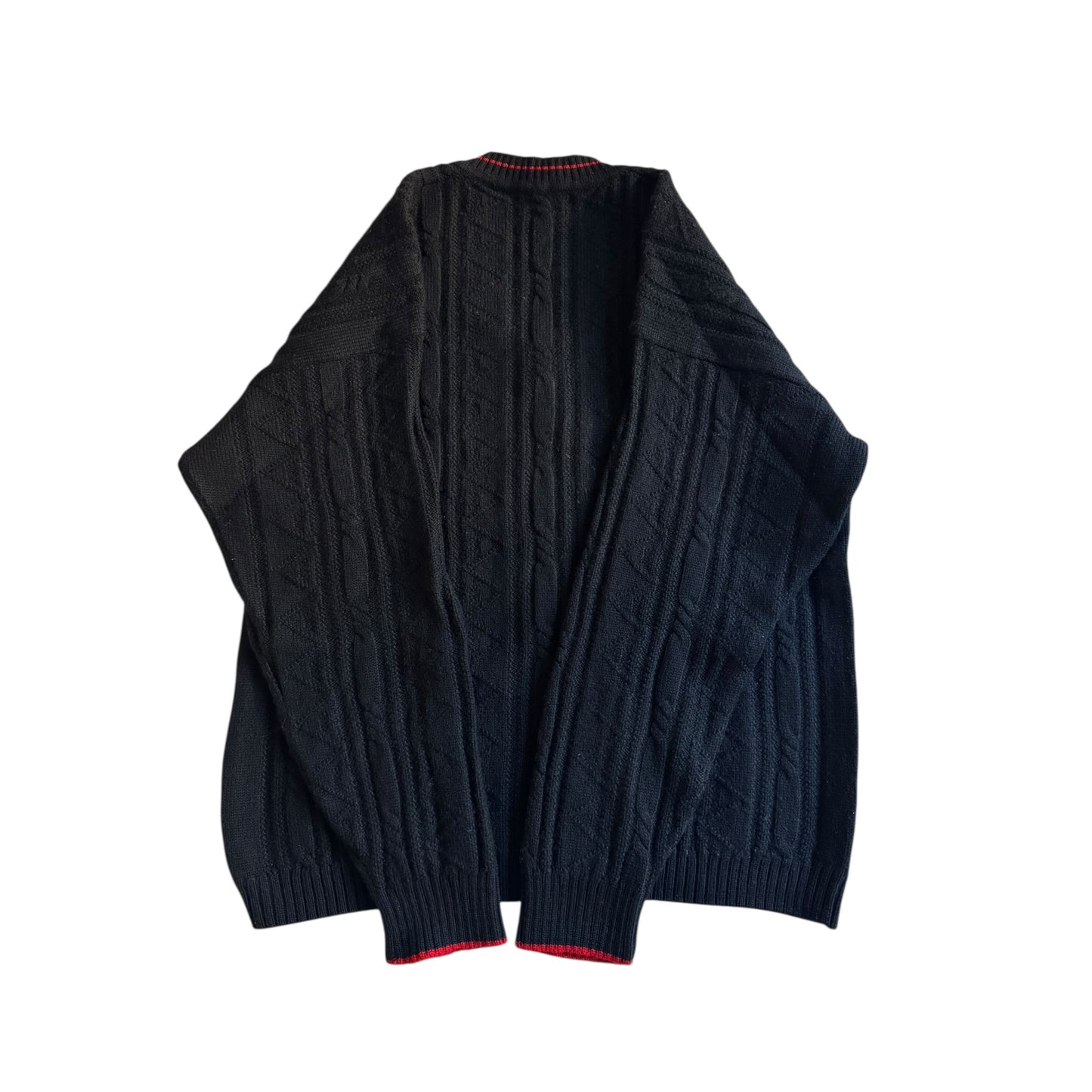 🏎️ 🧶 Pulover vintage Ferrari V-neck negru – mărimea L (Made in Italy)