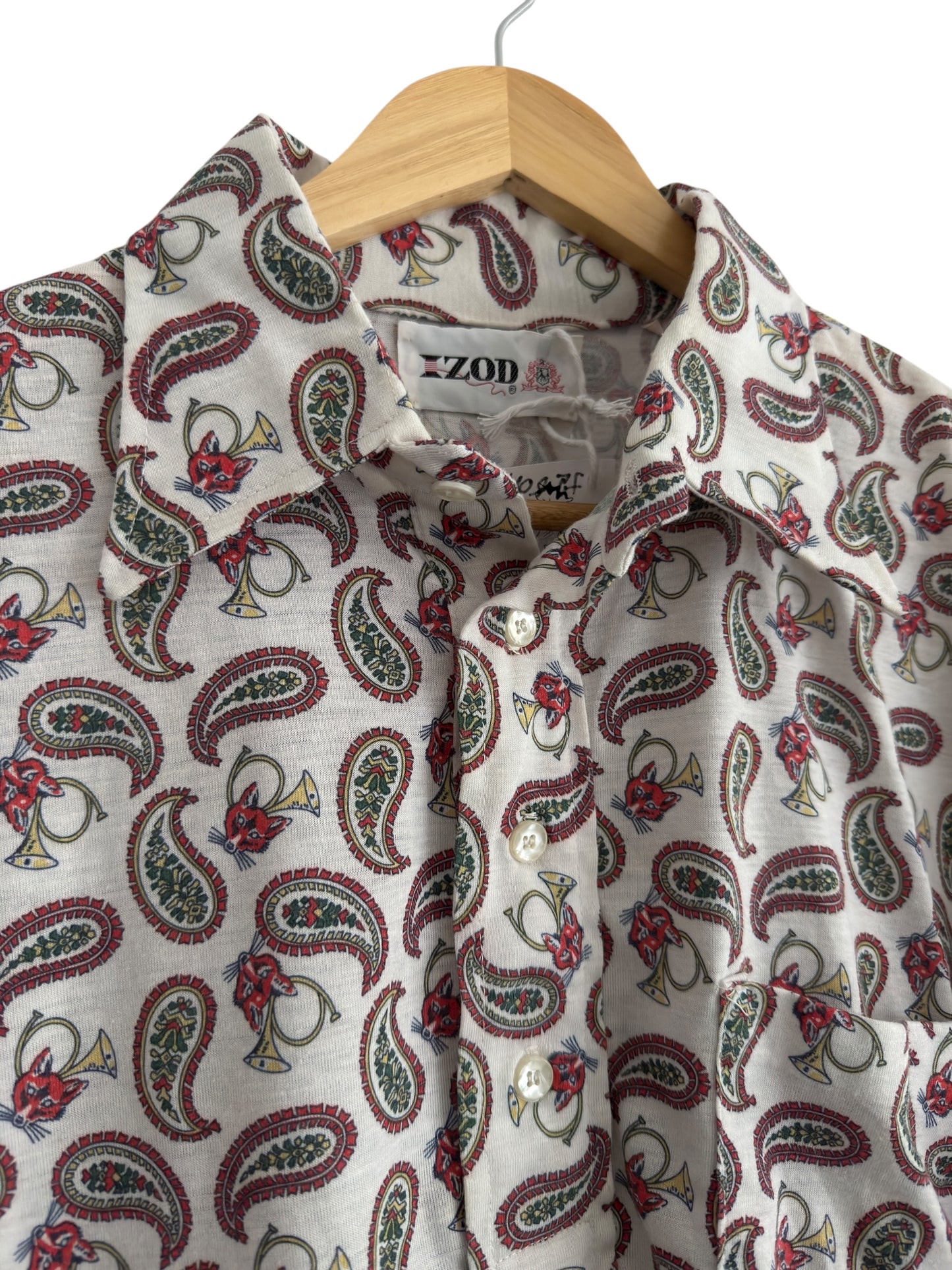 👕 80’s IZOD Paisley Print Polo Shirt – Men’s XL