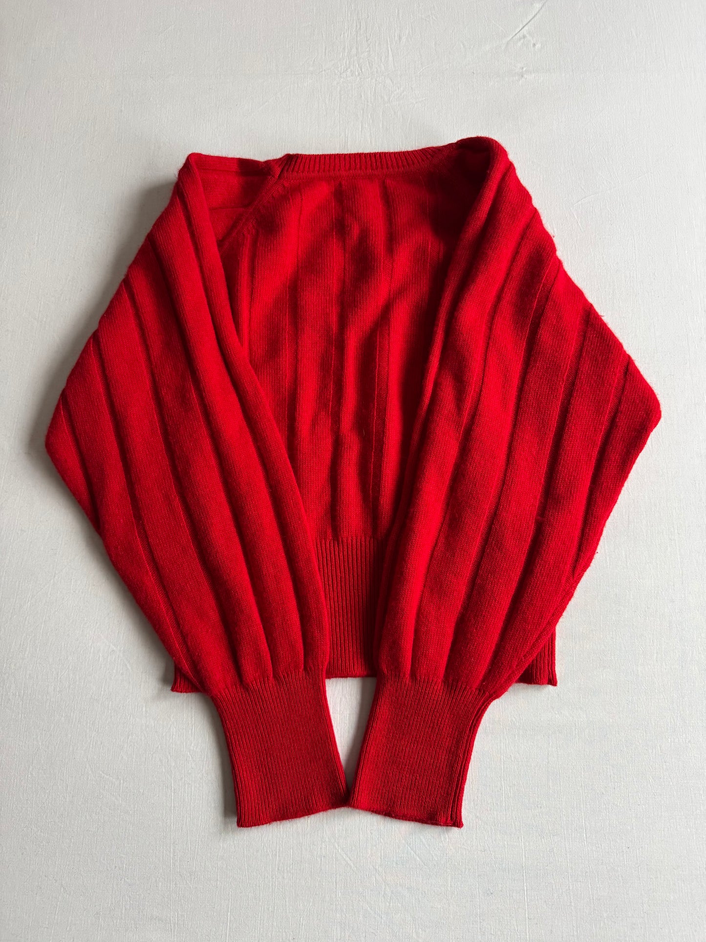 🍒 Pulover Vintage Damă Roșu din Lână & Angora – L