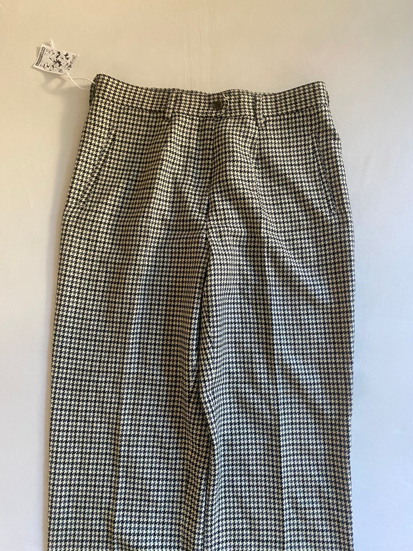 🦓 Pantaloni Vintage – Houndstooth Pattern – 100% Lână – IT 46 (EU 42) – Made in Italy