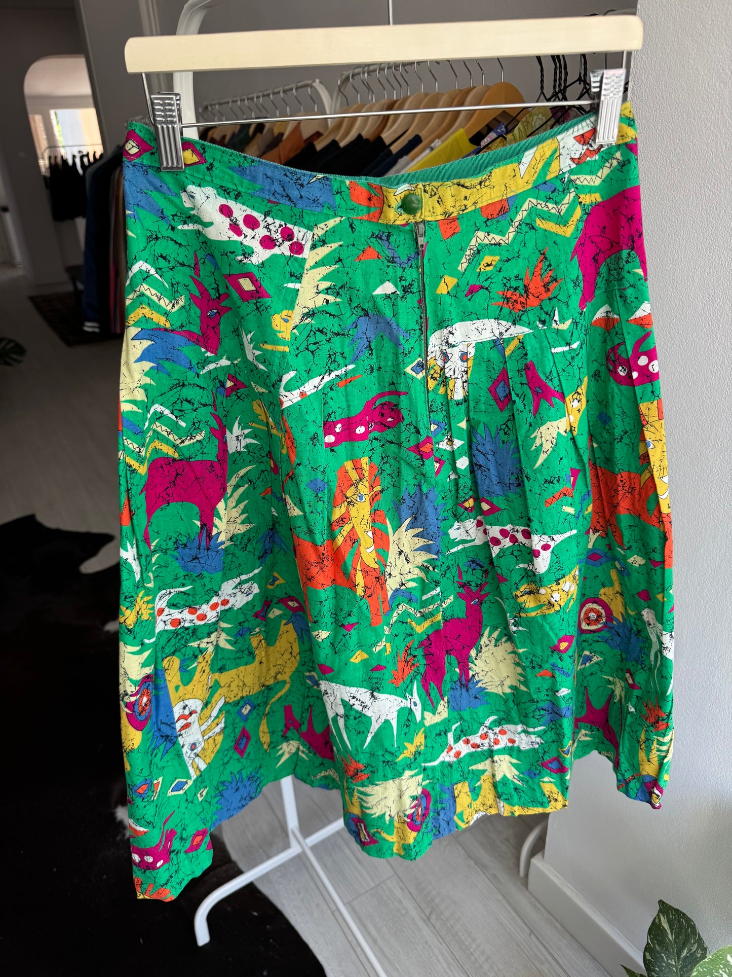 🌴 Fustă Vintage cu Jungle Print – Approx. M/L Damă