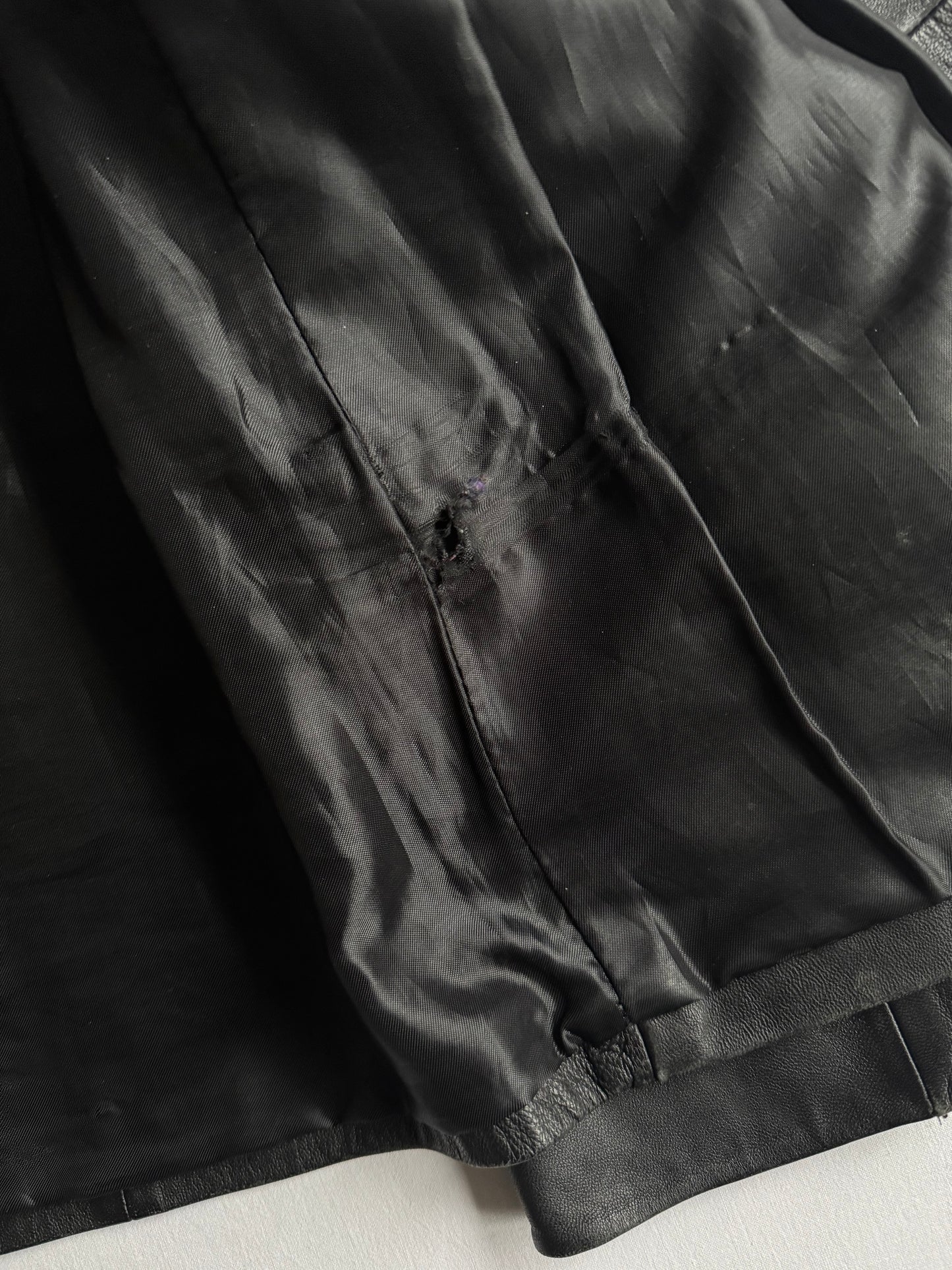 🖤 Geacă Vintage Damă din Piele Neagră cu Aplicații Păr Animal – XXL