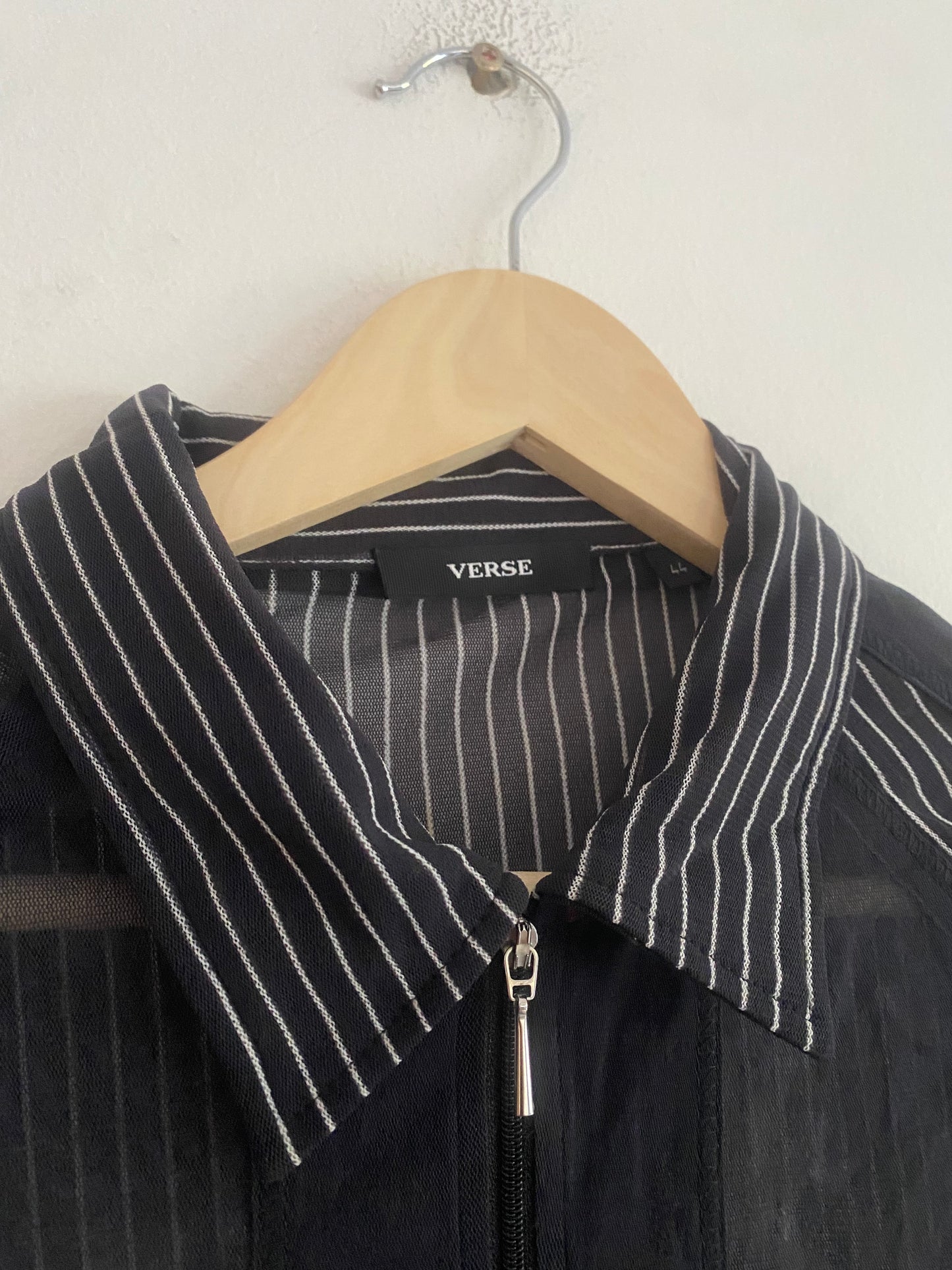 Top Vintage Y2K cu Mâneci Lungi și Fermoar – Mesh Print – IT 44 (Femei L