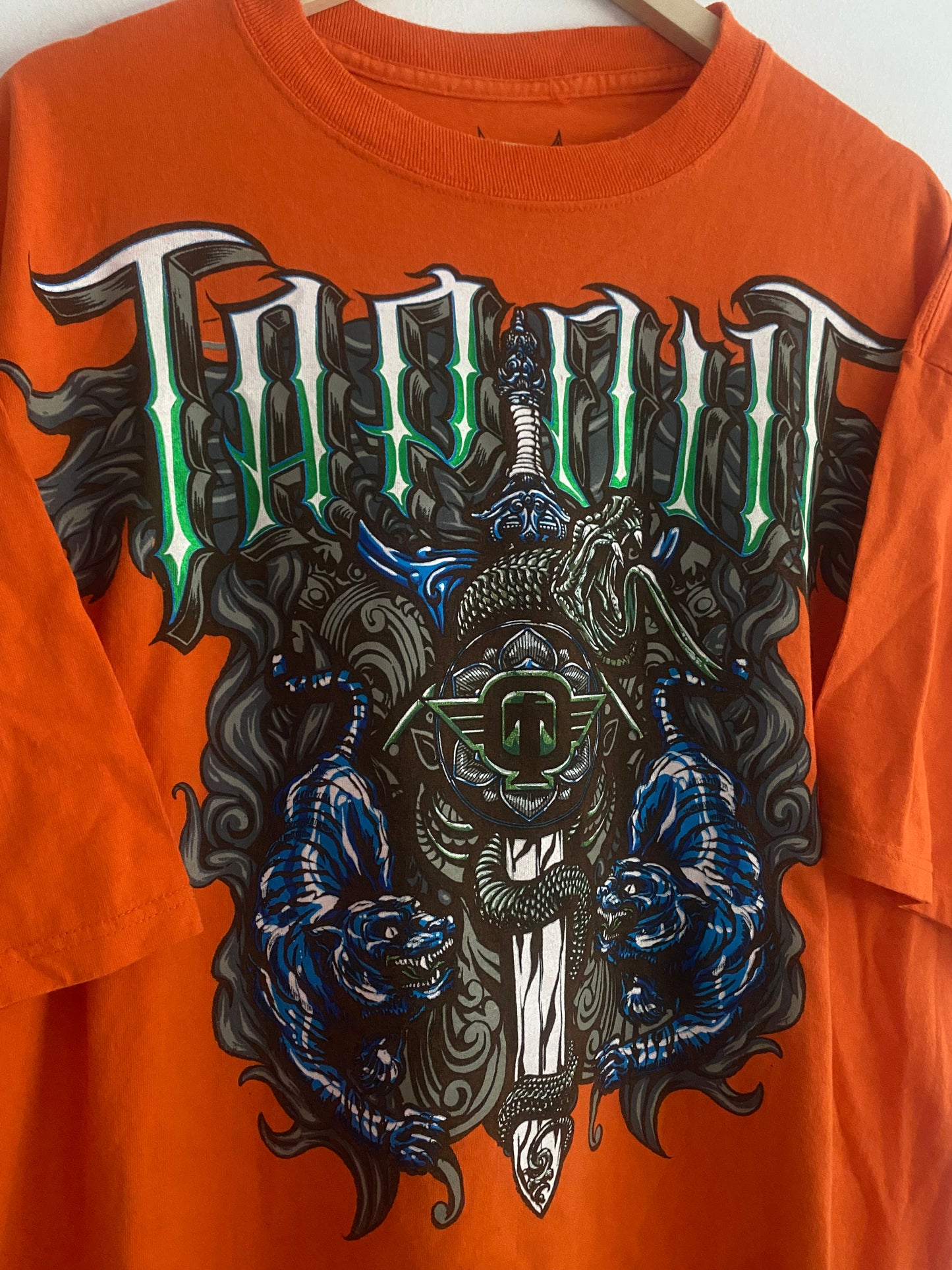 👕 Tricou Y2K Tapout Printat – Portocaliu, Heavy Cotton