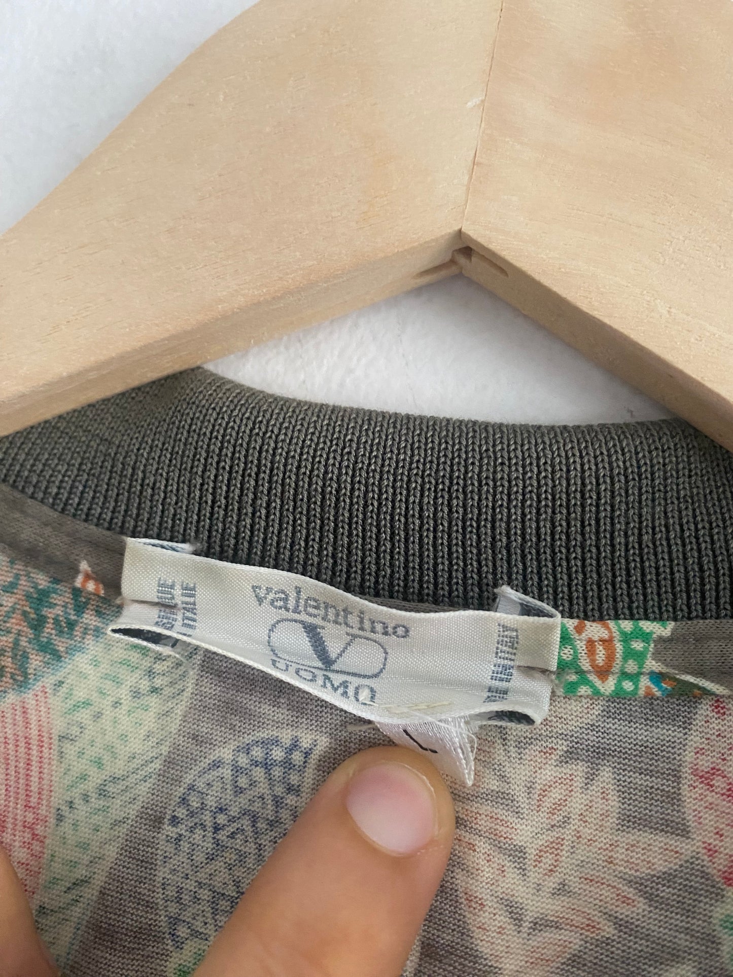 Polo Vintage Valentino Garavani cu Print Jungle – Mărime L, Made in Italy