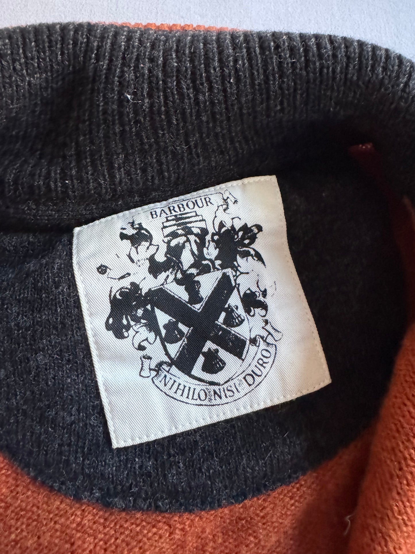 🧶 Pulover Barbour portocaliu cu fermoar – mărimea M bărbați