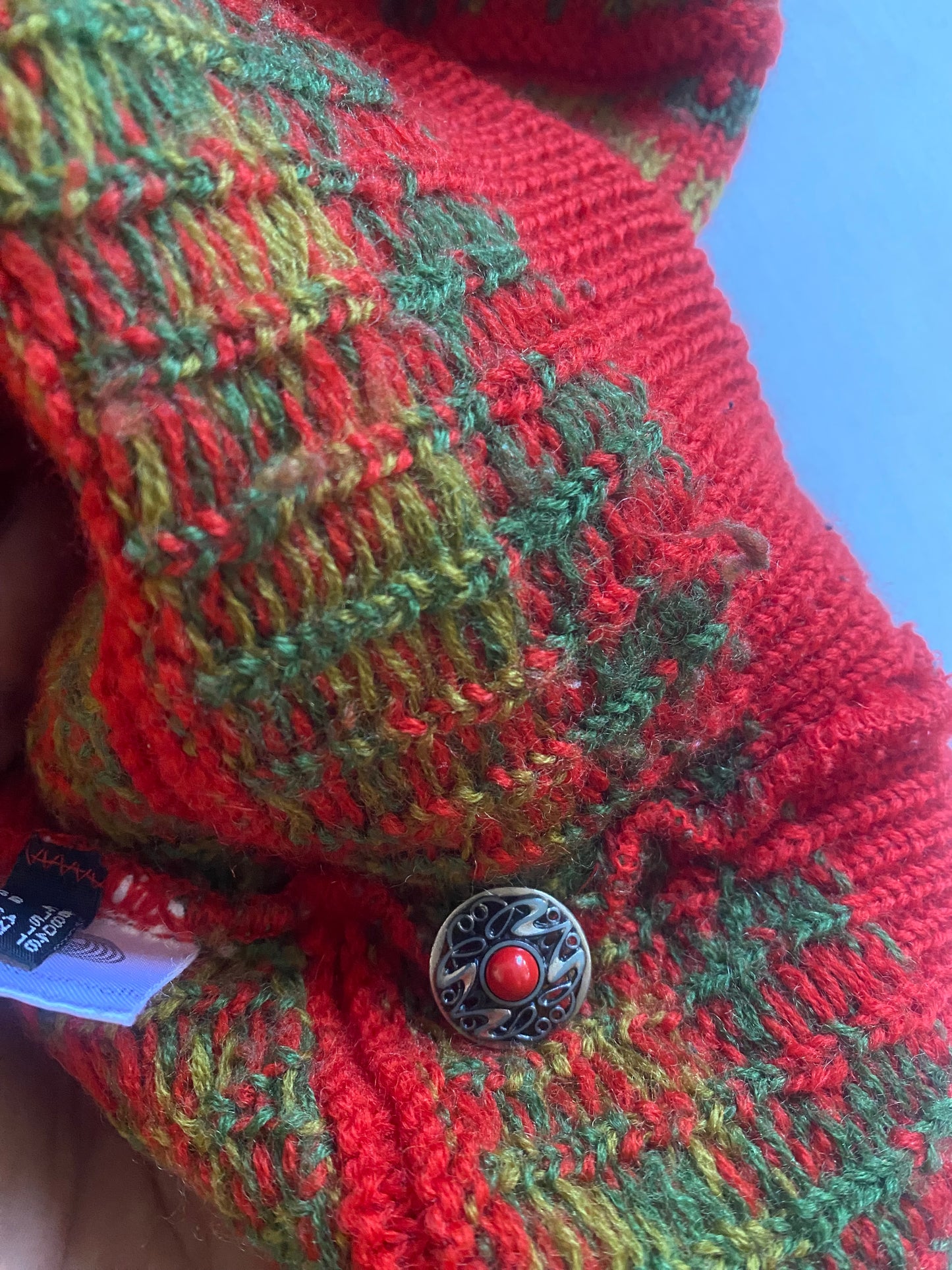 Cardigan Vintage Roșu – Tirolez – Lână 100% – EU 44 – Made in Austria