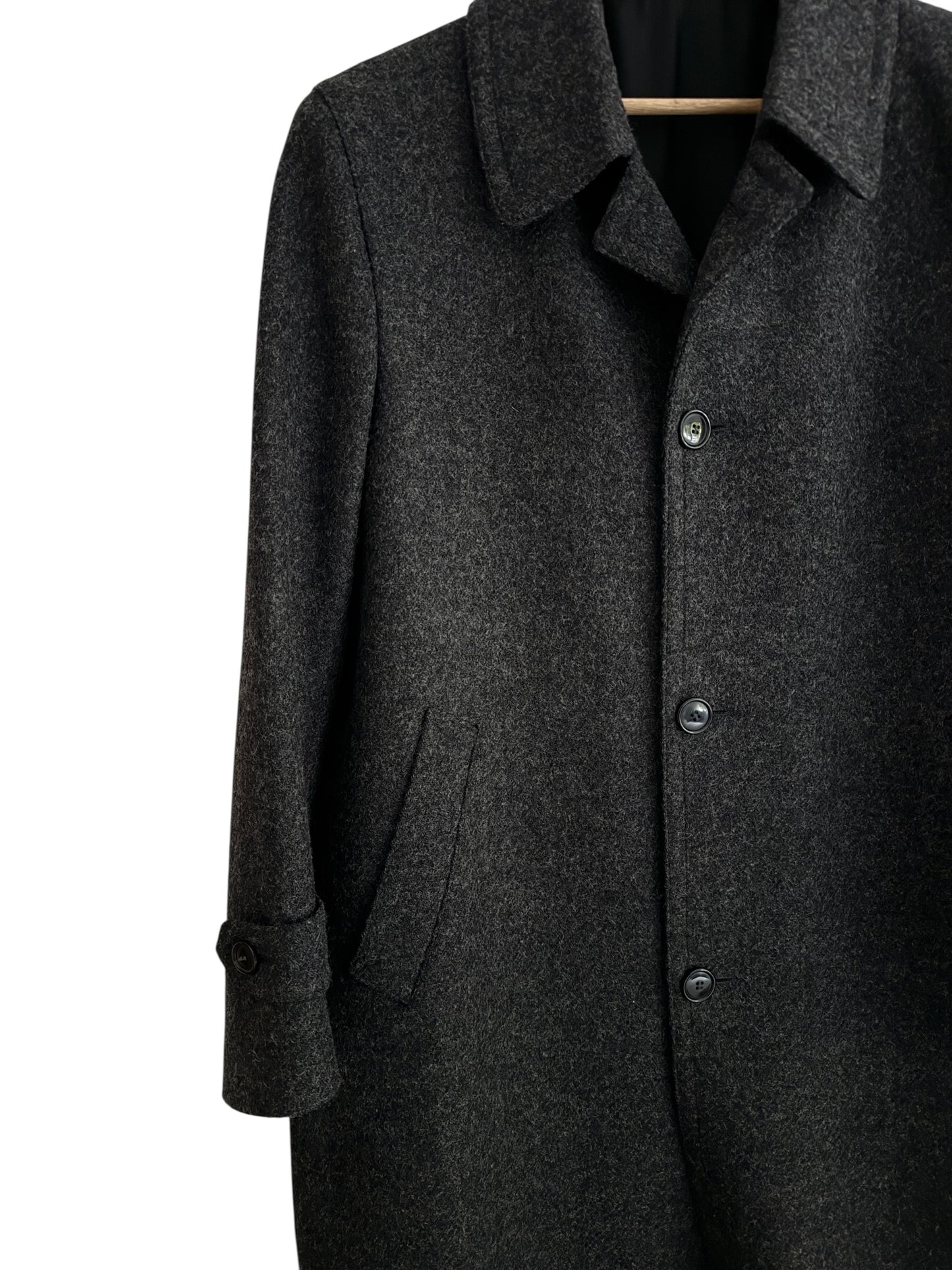 Palton Vintage Gri Închis – 100% Lână Virgină – Men’s M