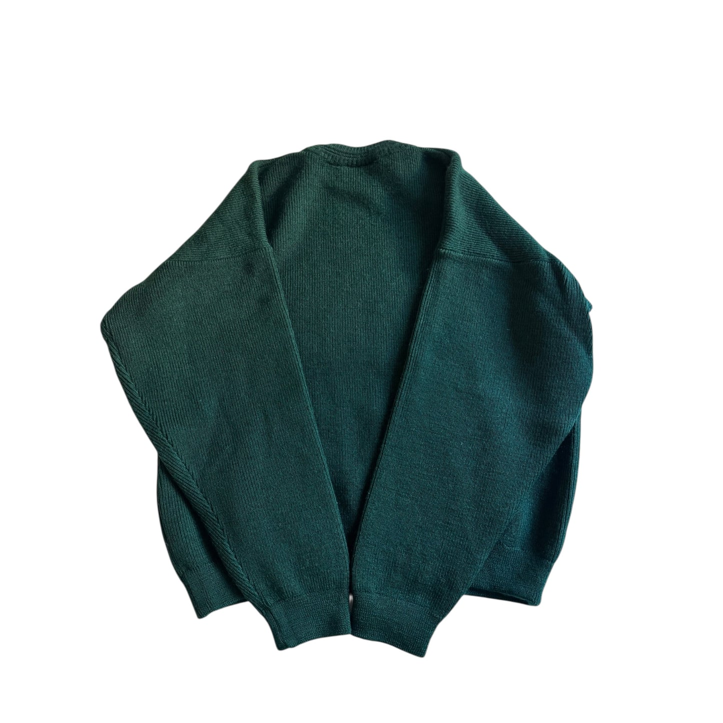 🇫🇷 🧶 Pulover vintage verde închis – mărimea L (Made in France)