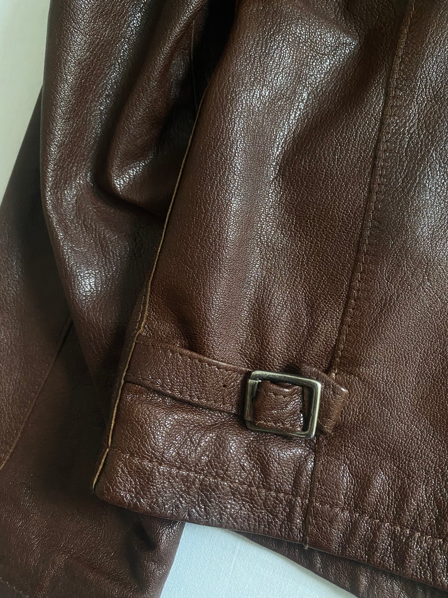 🧥 Vintage Dark Cognac Brown Café Racer Leather Jacket