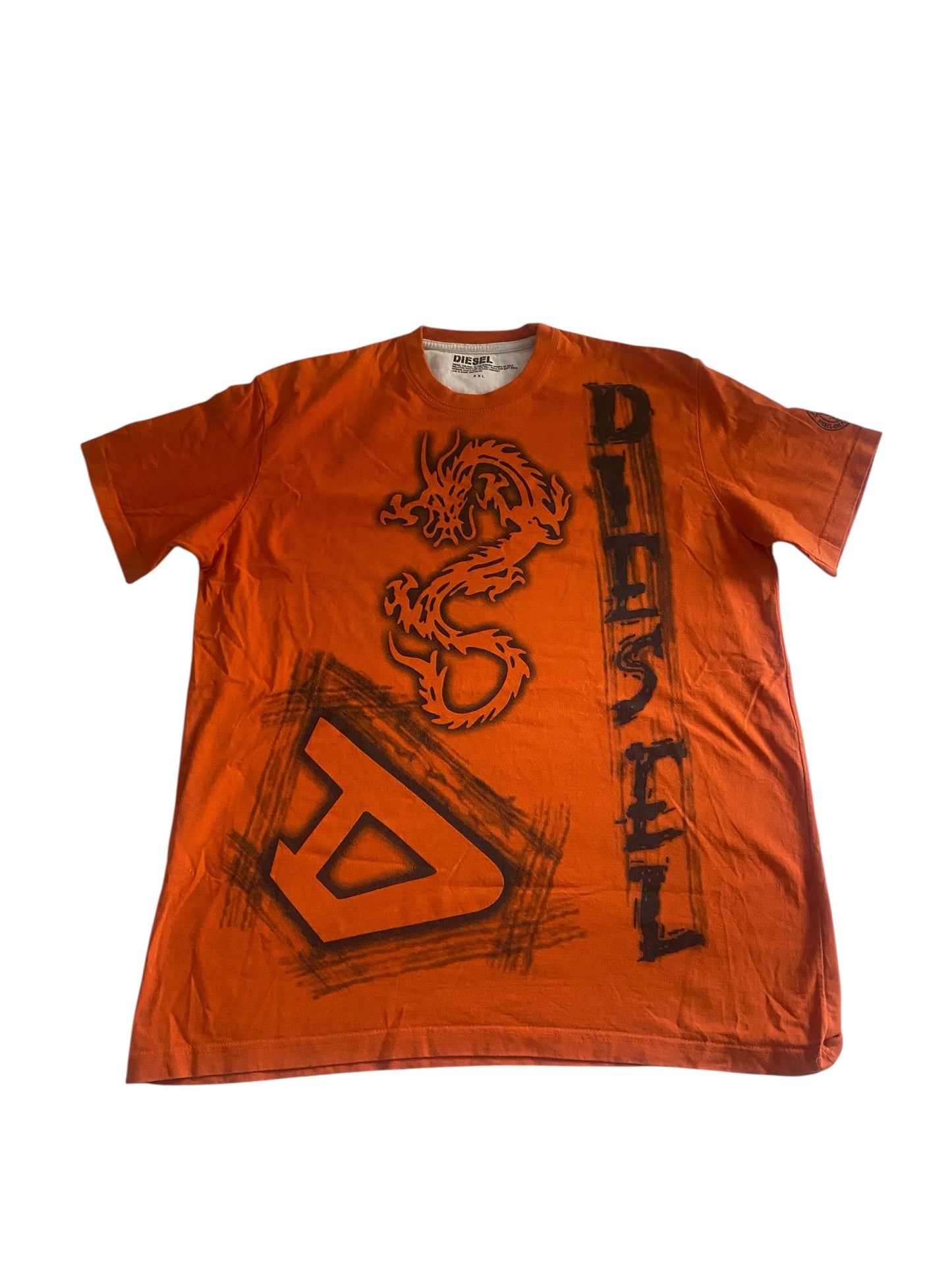 Y2K Diesel Orange Printed Tee
