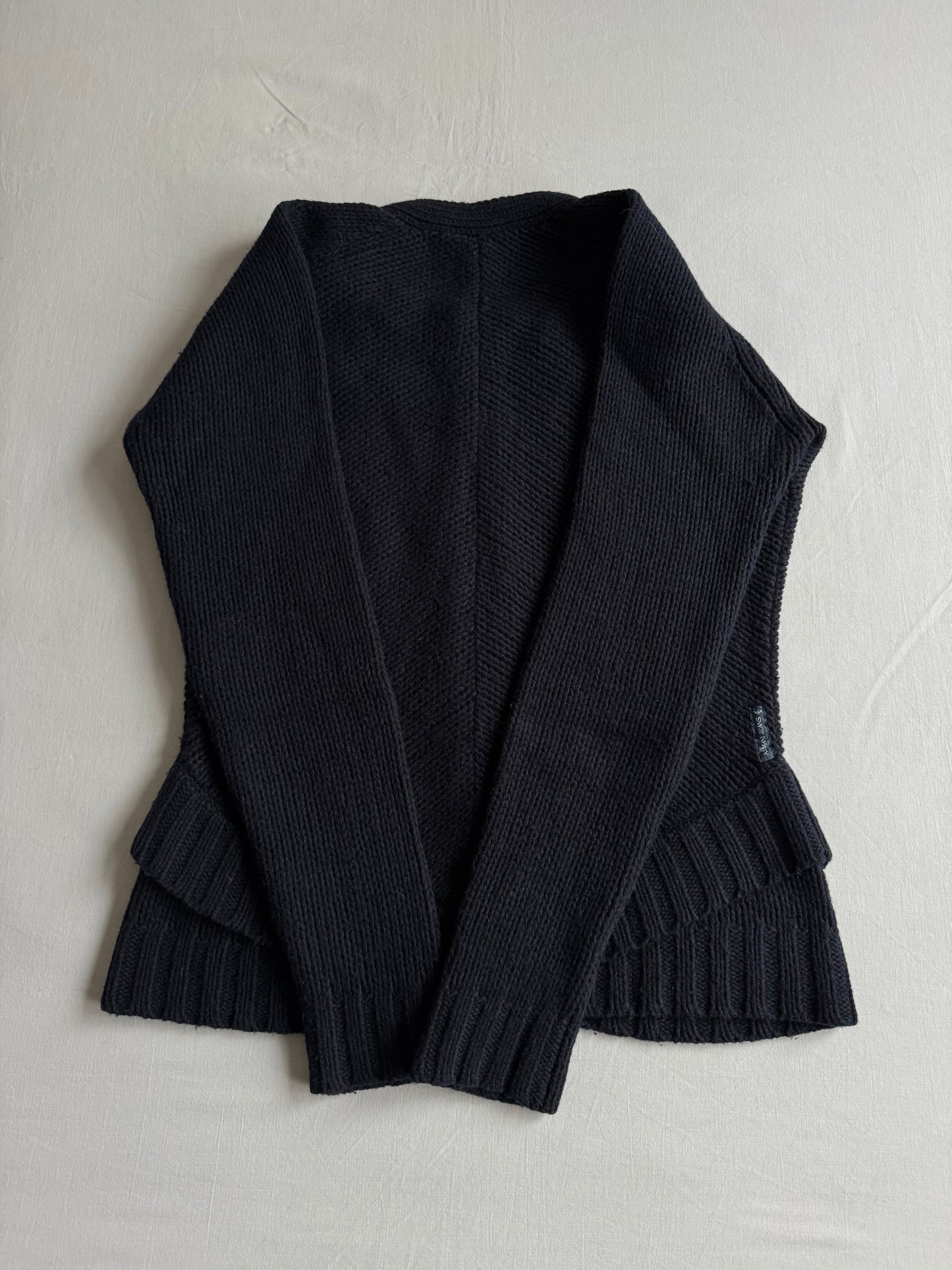 🧶 Cardigan Vintage Damă Armani Jeans Dark Navy din Lână și Bumbac – aprox. M /