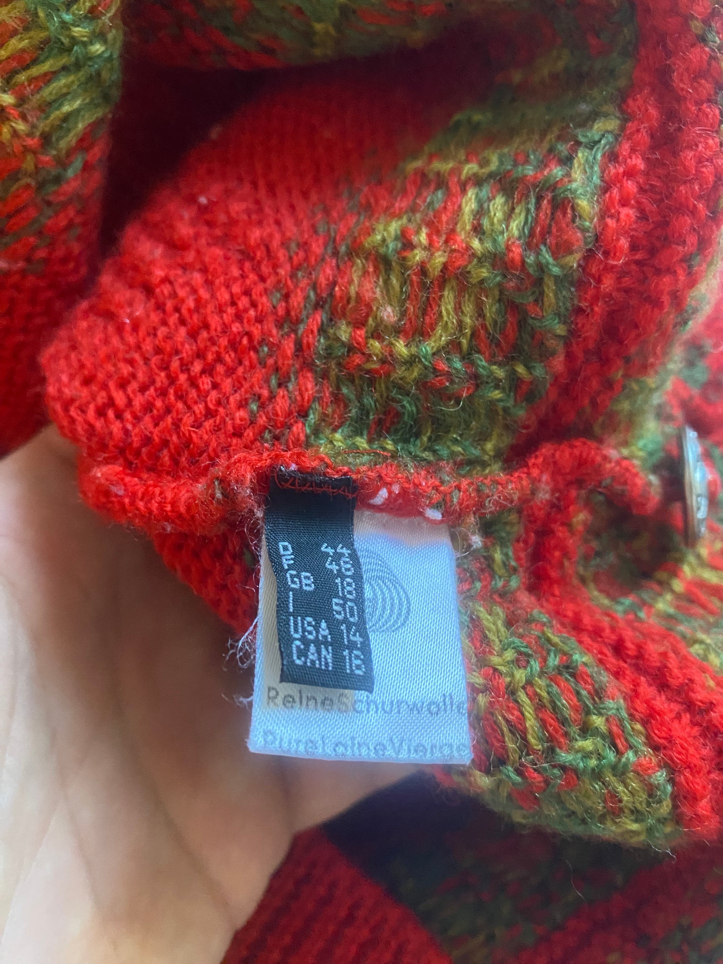 Cardigan Vintage Roșu – Tirolez – Lână 100% – EU 44 – Made in Austria