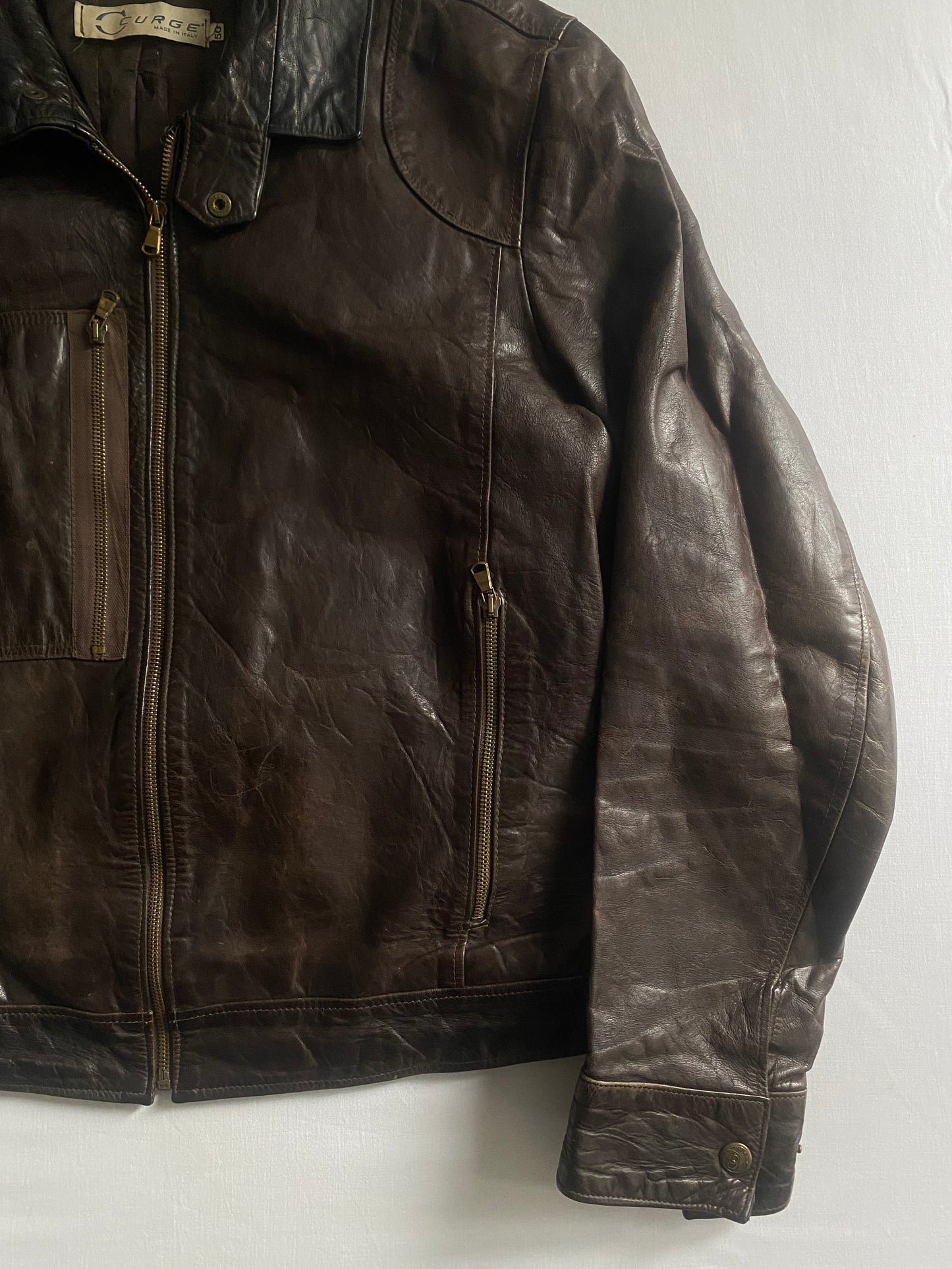 Jachetă Vintage din Piele Maro Închis – Made in Italy – Mărime 50 (Bărbați)