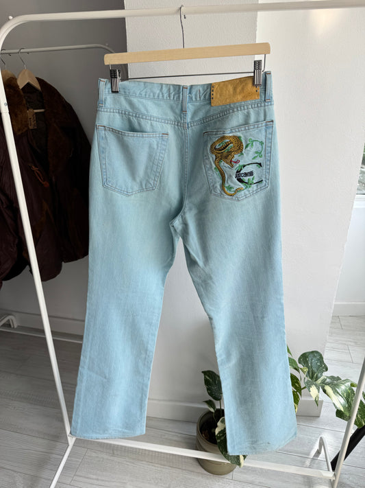 🐅 Jeans Y2K Roberto Cavalli Bootcut Broderie Tigru – EU 50 / US 36 (fit EU 48 / US 33)