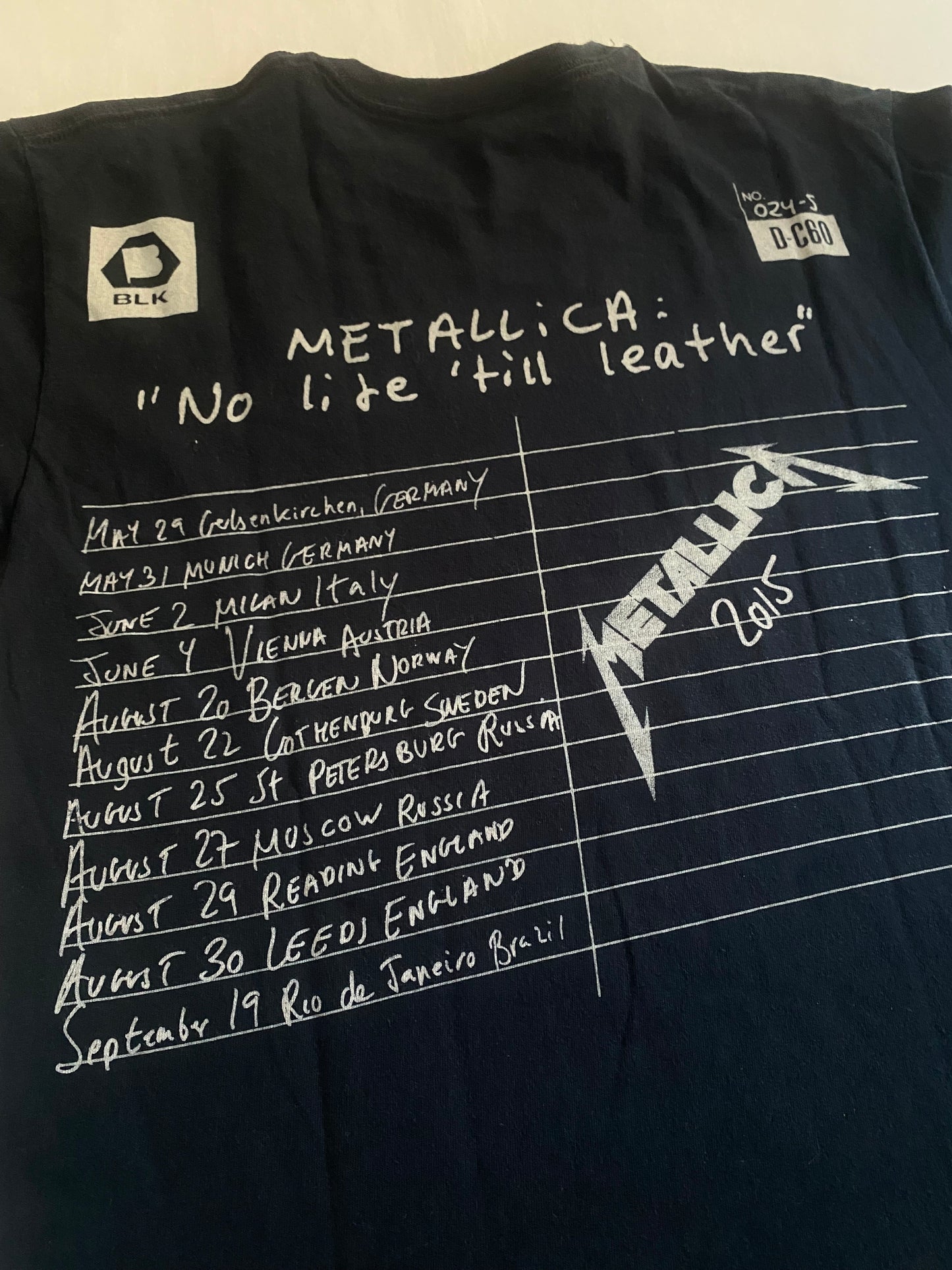 2015 Metallica No Life Til Leather Tour Tee