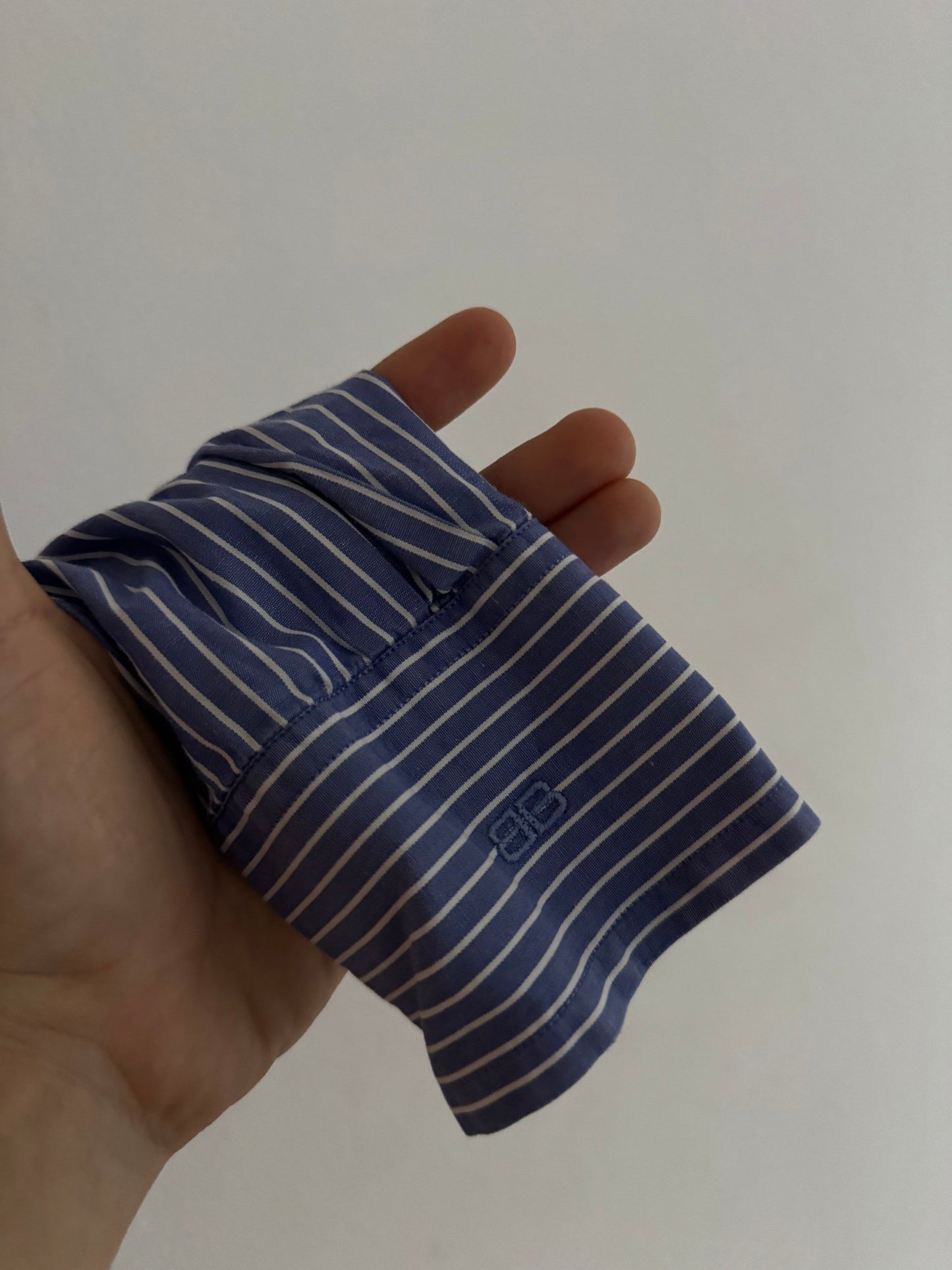 👔 Cămașă vintage Balenciaga / Blue Vertical Stripes (Mărime 41 / 16 - L Bărbați) - anbracaminte