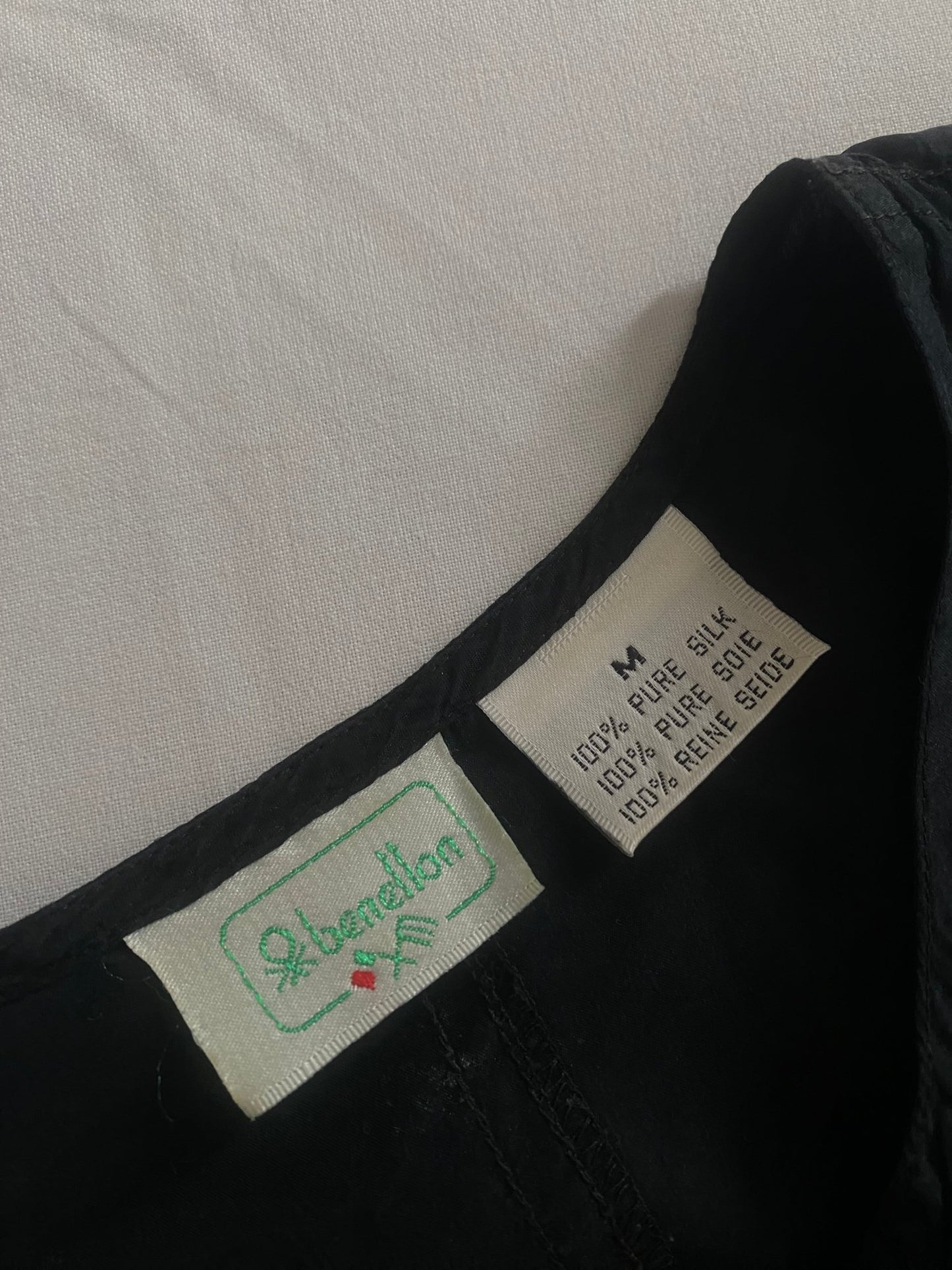 Cămașă Vintage Benetton 100% Mătase – Femei M - anbracaminte