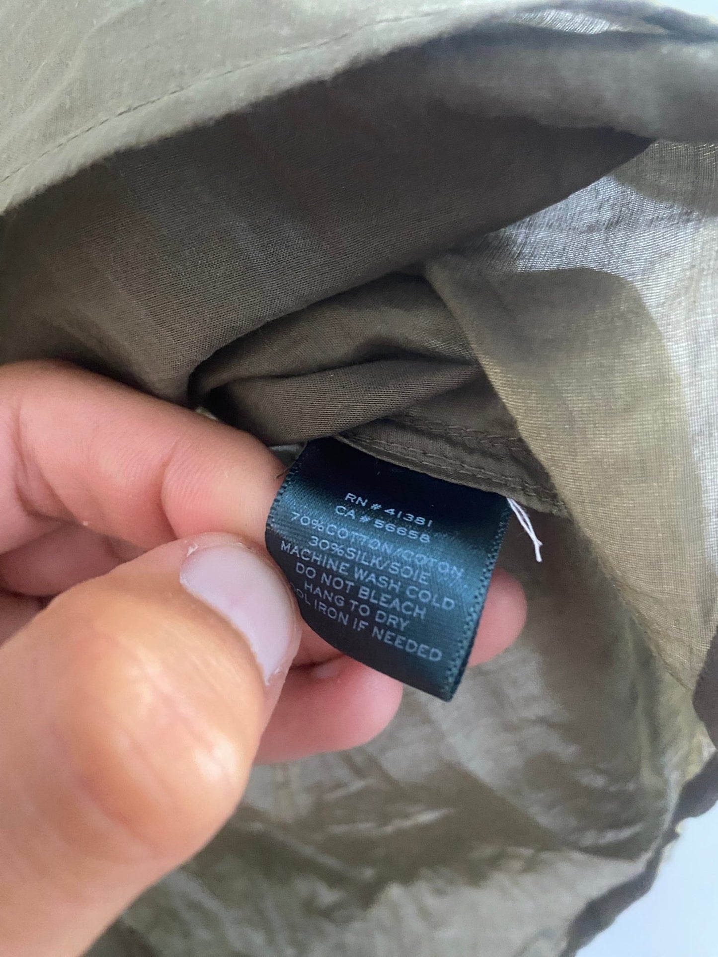 Cămașă Vintage Lauren by Ralph Lauren – Dark Olive – Bumbac & Mătase – Mărime XS - anbracaminte