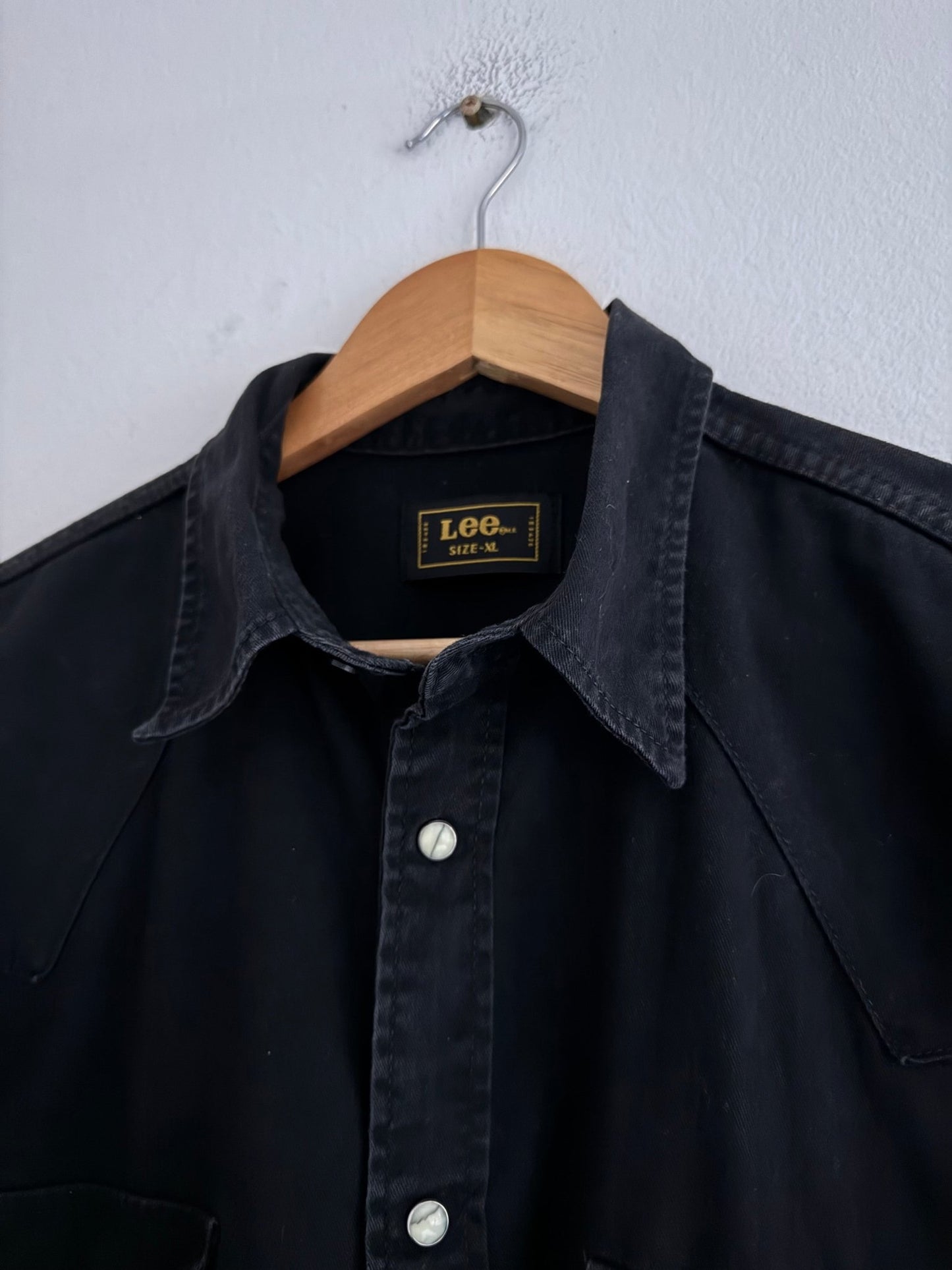 🤠 Cămașă vintage Lee Western din bumbac gros negru (Mărime XL) - anbracaminte