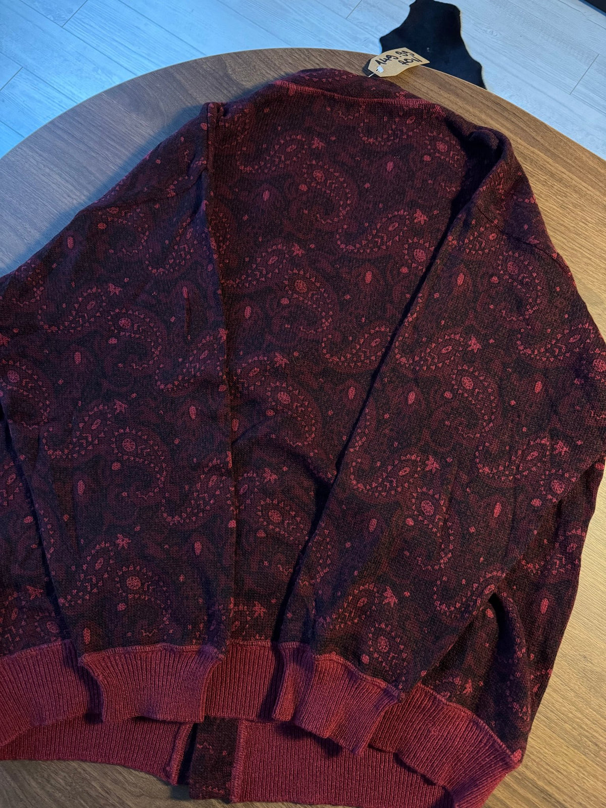 Cardigan Lână Burgundy Vintage Bărbați | Paisley | L (50) - anbracaminte