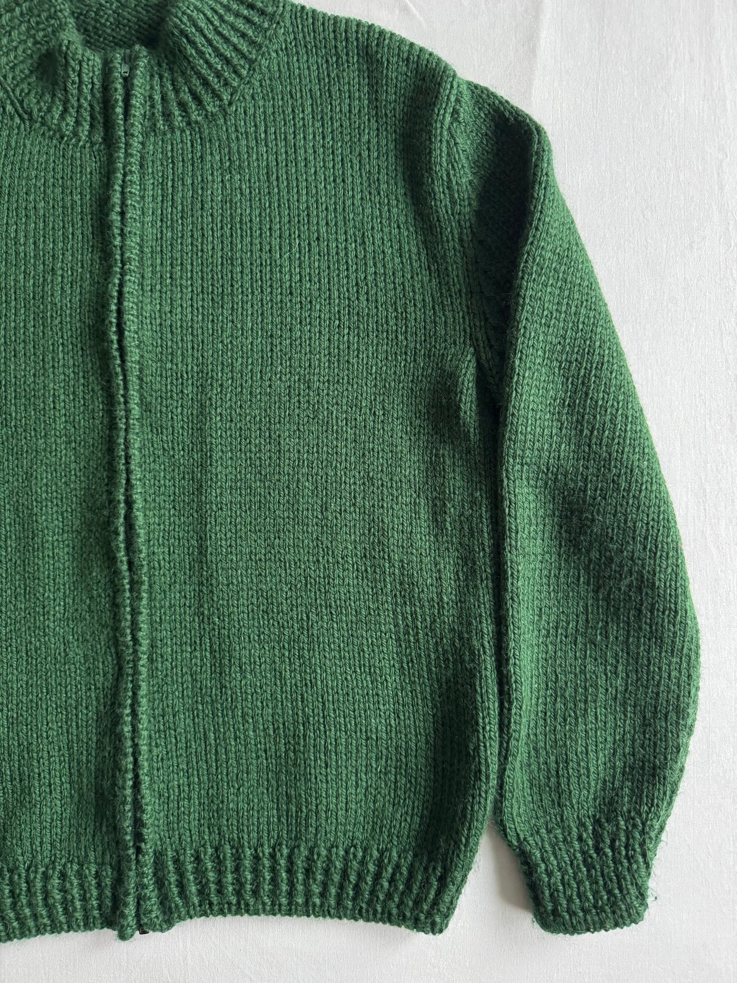 🧶 Cardigan Vintage Bărbați Verde Forest cu Fermoar – L - anbracaminte