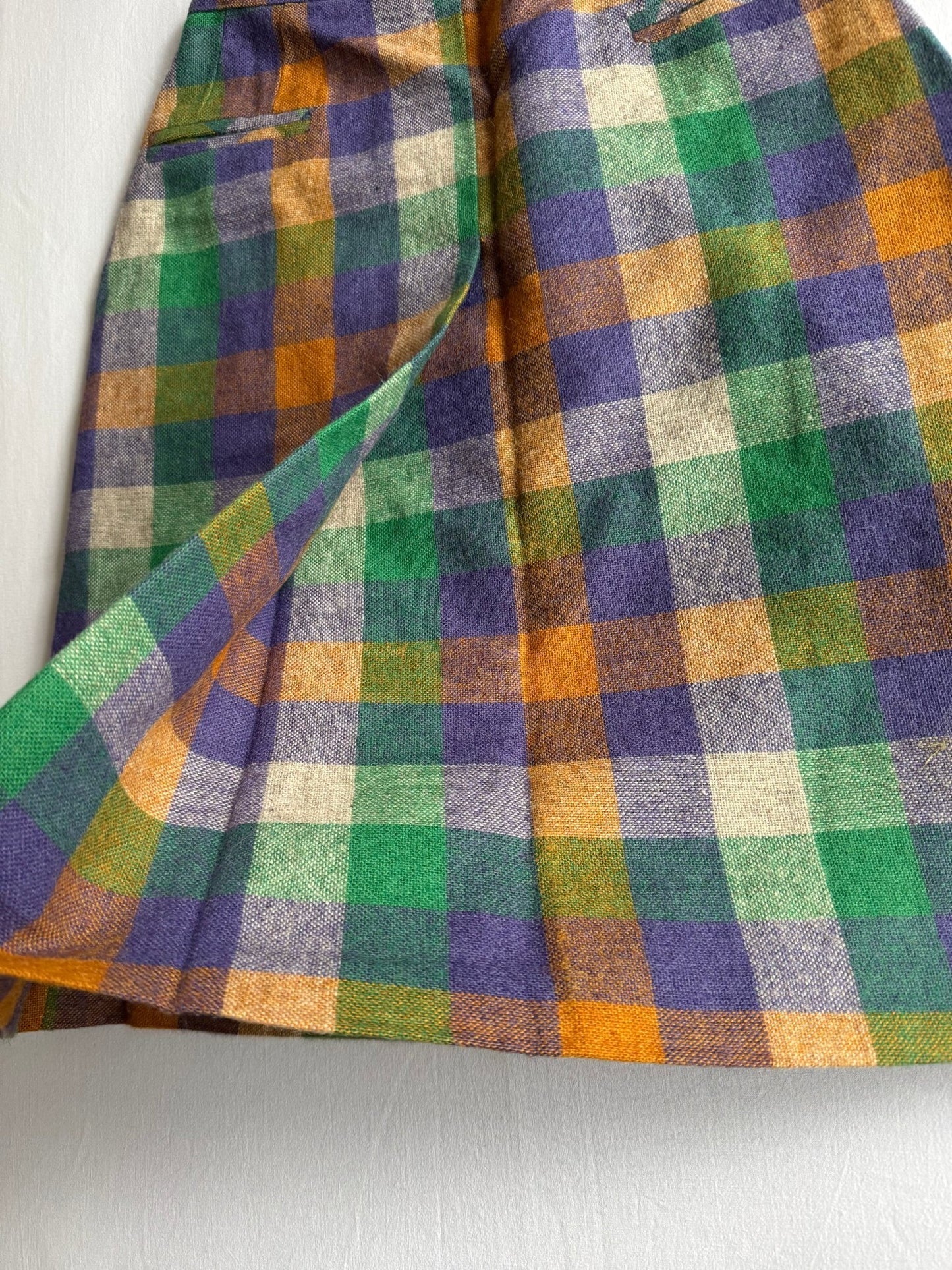 🧶 Fustă Vintage În Carouri din Lână (Mărime IT 42 / S - M) - anbracaminte