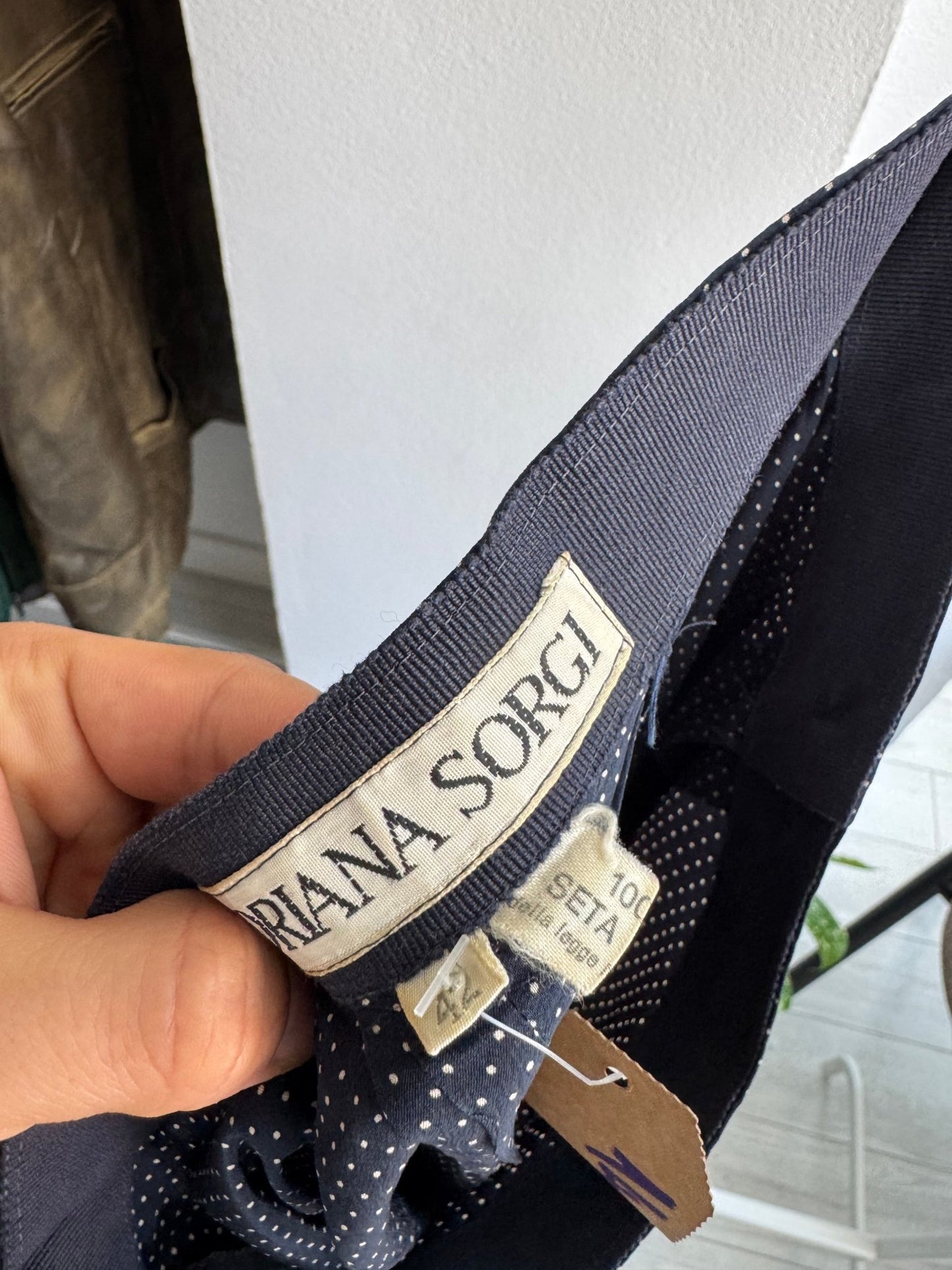 ✨ Fustă Vintage Navy Polka Dot din Mătase – IT 42 (S/M Damă) – Made in Italy - anbracaminte