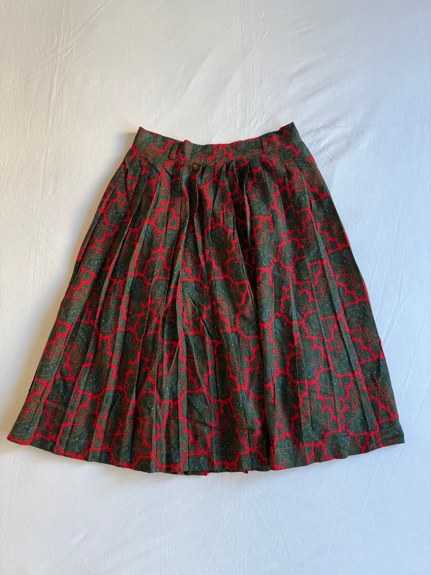 🍒 Fustă Vintage Plisată din Lână cu Print Paisley – aprox. M - anbracaminte