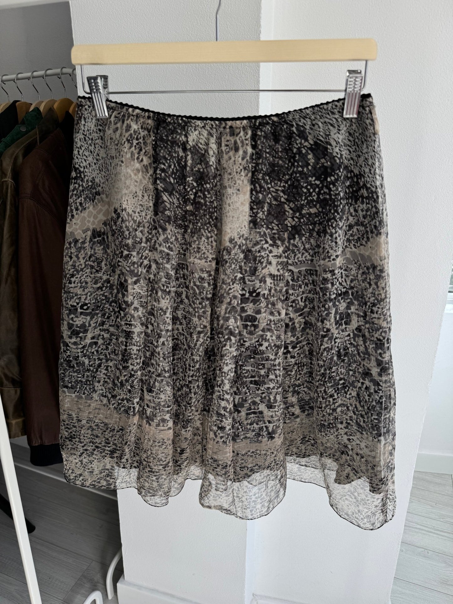 🖤 Fustă Vintage Printed din Mătase Naturală – IT 46 (L) – Made in Italy - anbracaminte