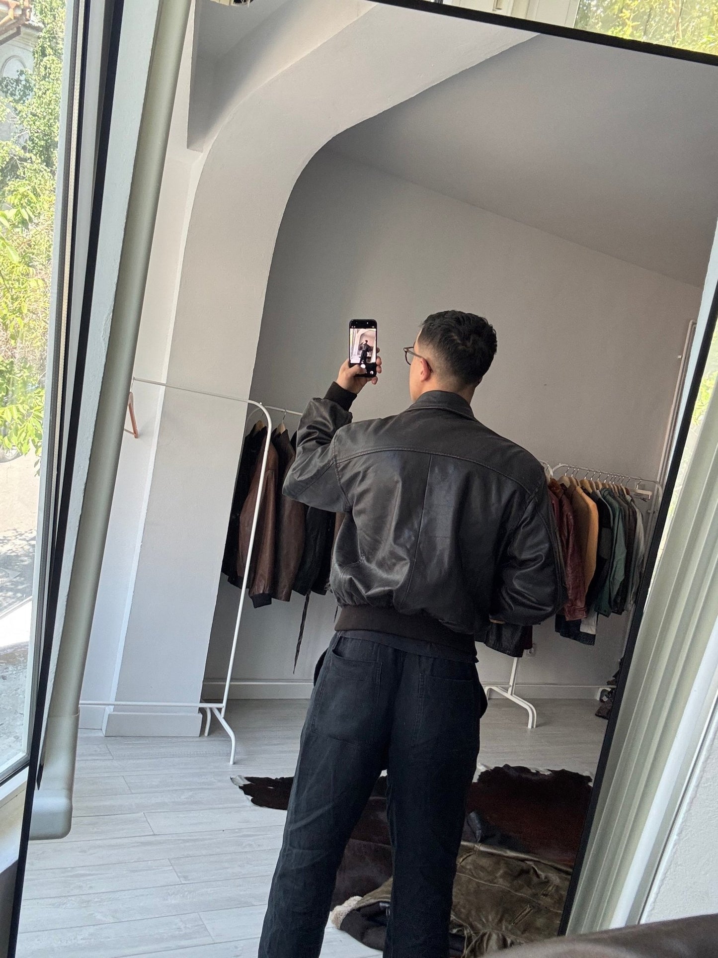 ✈️ Geacă Vintage Bărbați Aviator din Piele – M (Cropped & Boxy Fit) - anbracaminte