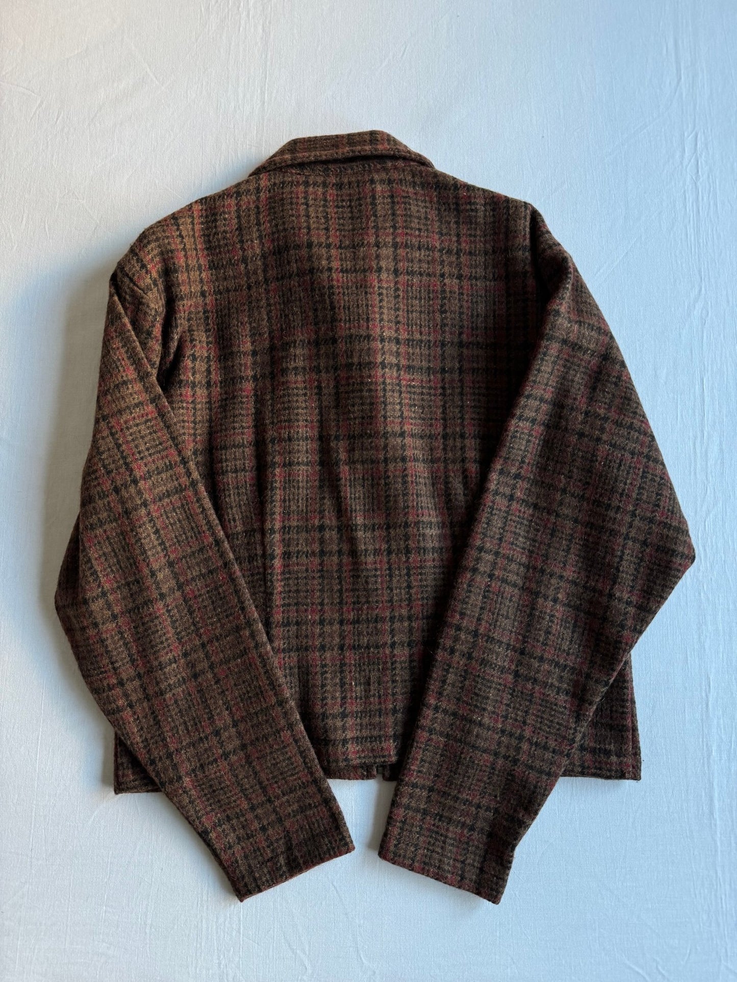 🪵 Geacă Vintage Damă din Lână cu Model Plaid – M - anbracaminte